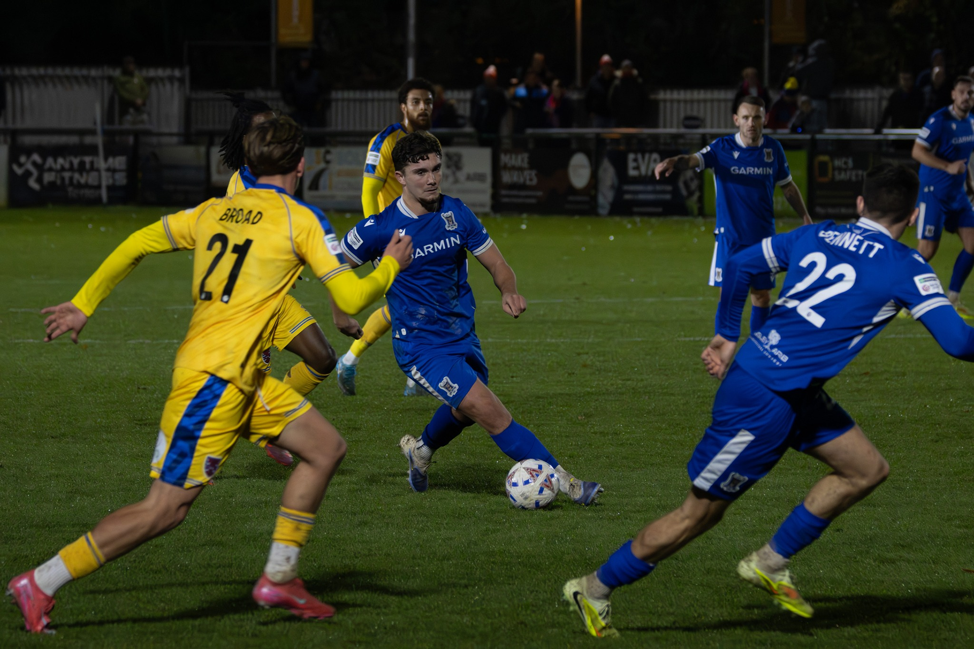 Declan Rose progresses with the ball.