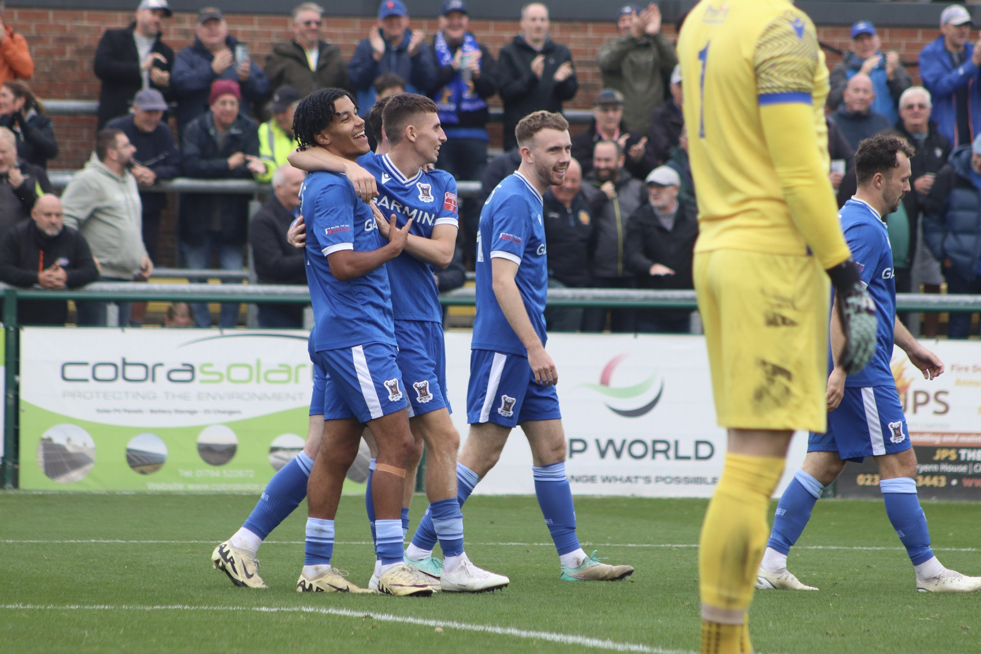 Ashley Clarke celebrates his goal.