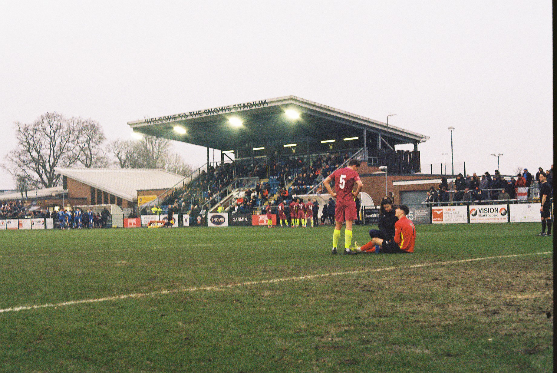 The Marlow Goalkeeper receiving treatment.