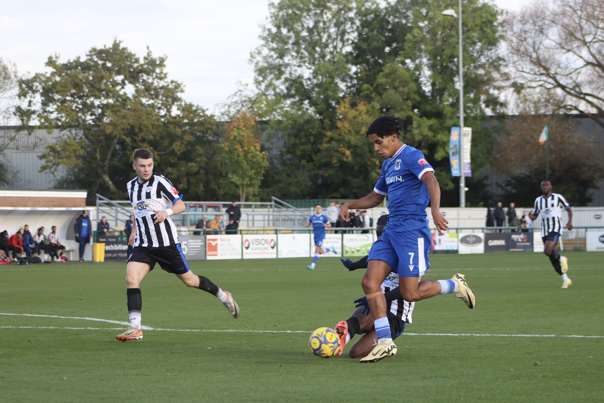 Ashley Clarke bears down on goal.