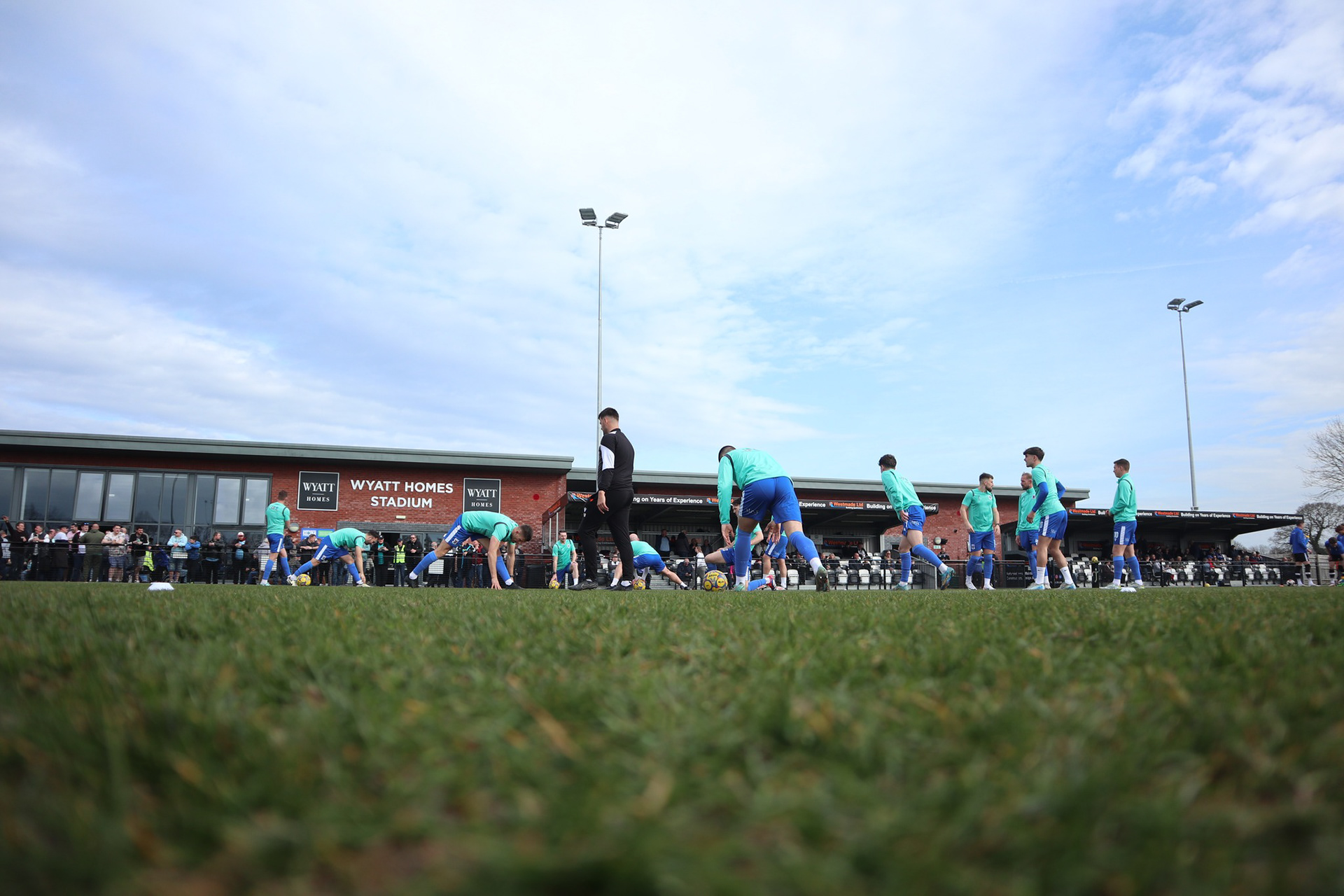 AFC Totton in the pre-match warmup.