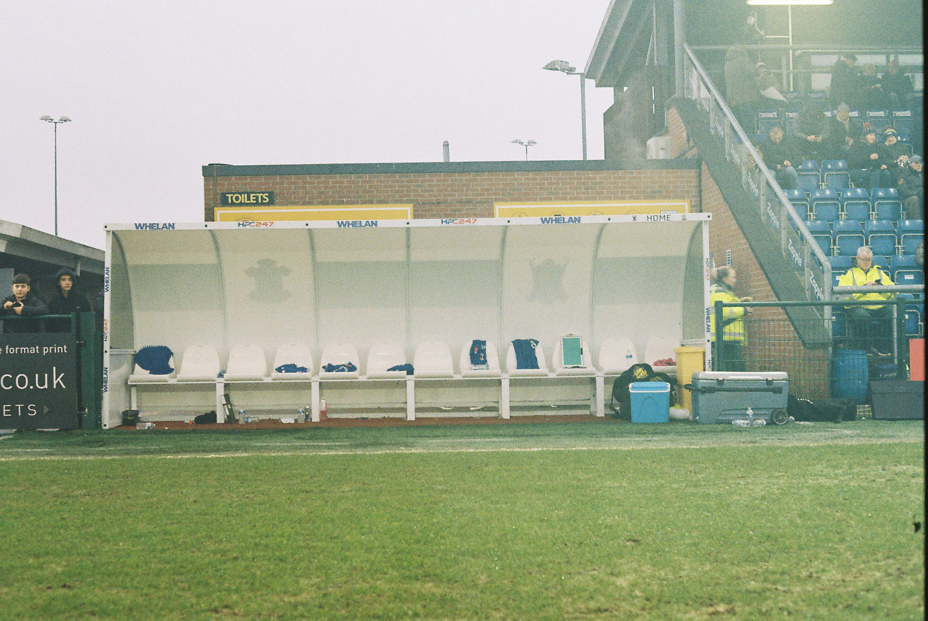 The empty bench at half-time.