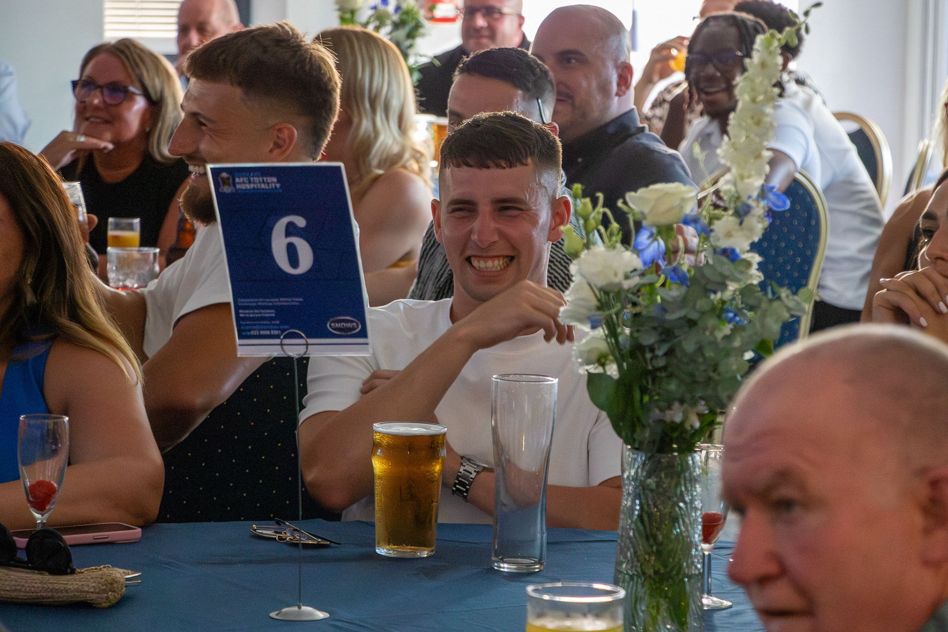 Luke Bennett laughing during the event.