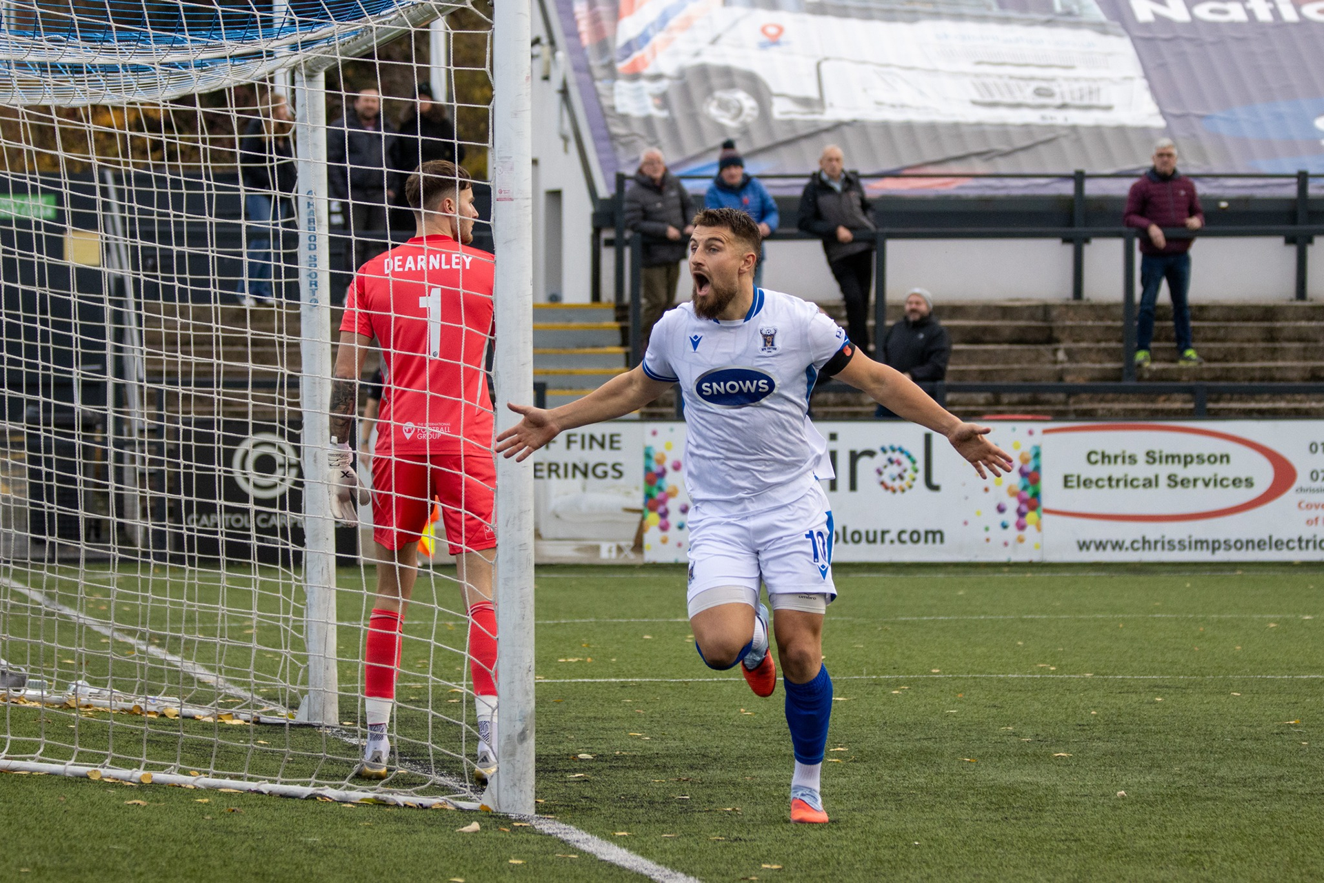 Tony Lee celebrates his goal.