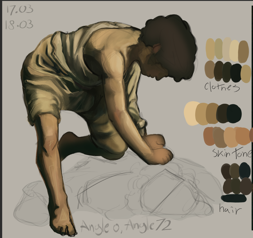 without background, work in progress with color palette
