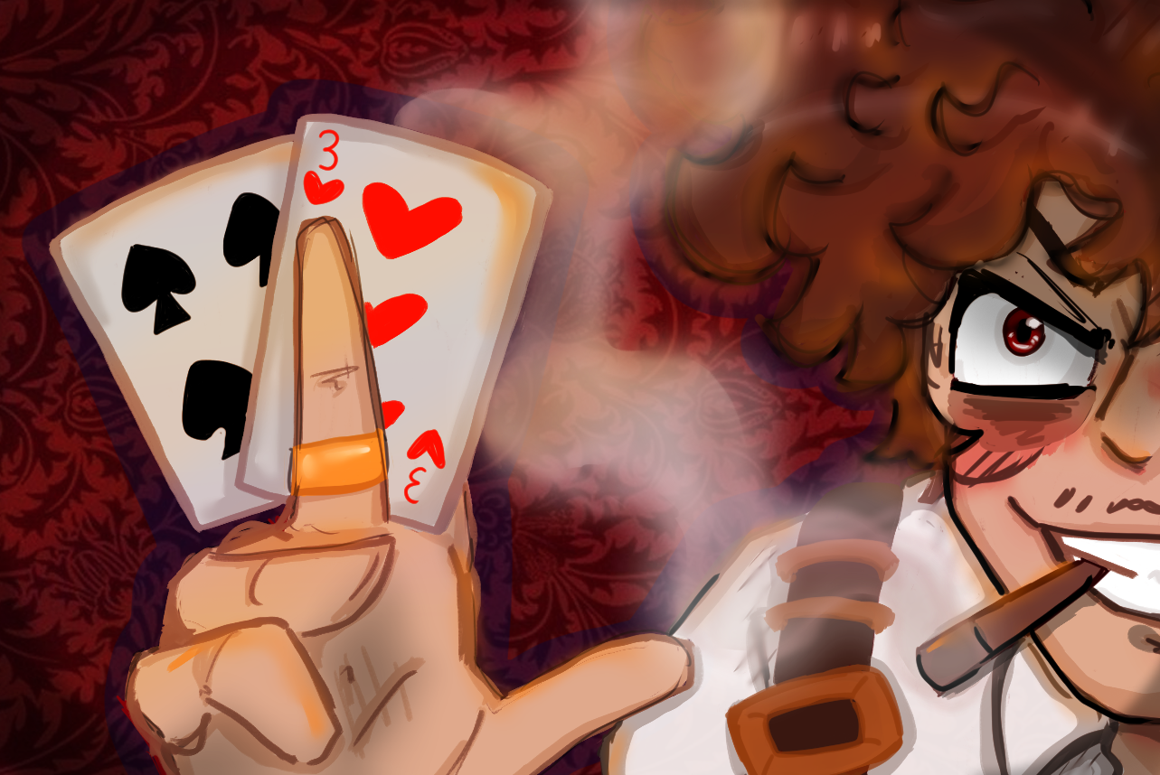 original design for a school project (represents casino owner/ gambling addiction) 04-2022