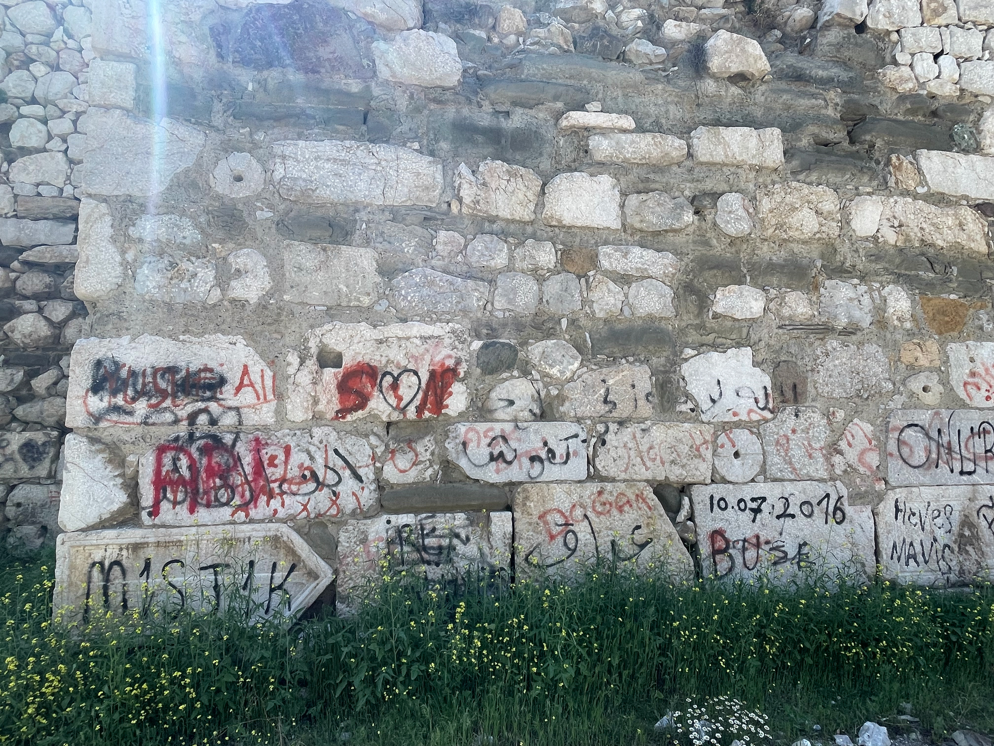 Graffiti on the fortress stones, Çorum, Turkey