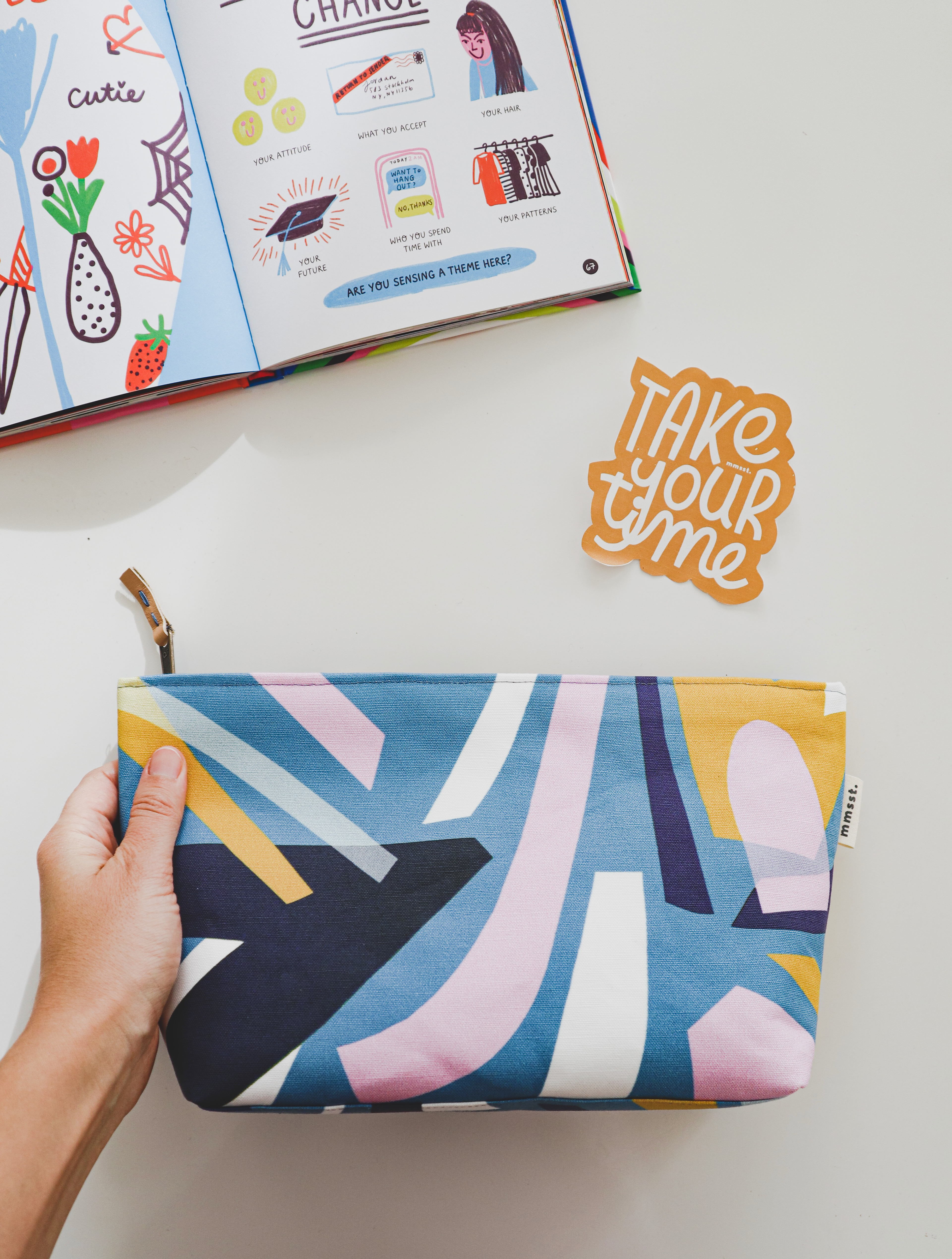Bag made by mimossito, featuring the "Blue Flowerbed" print.