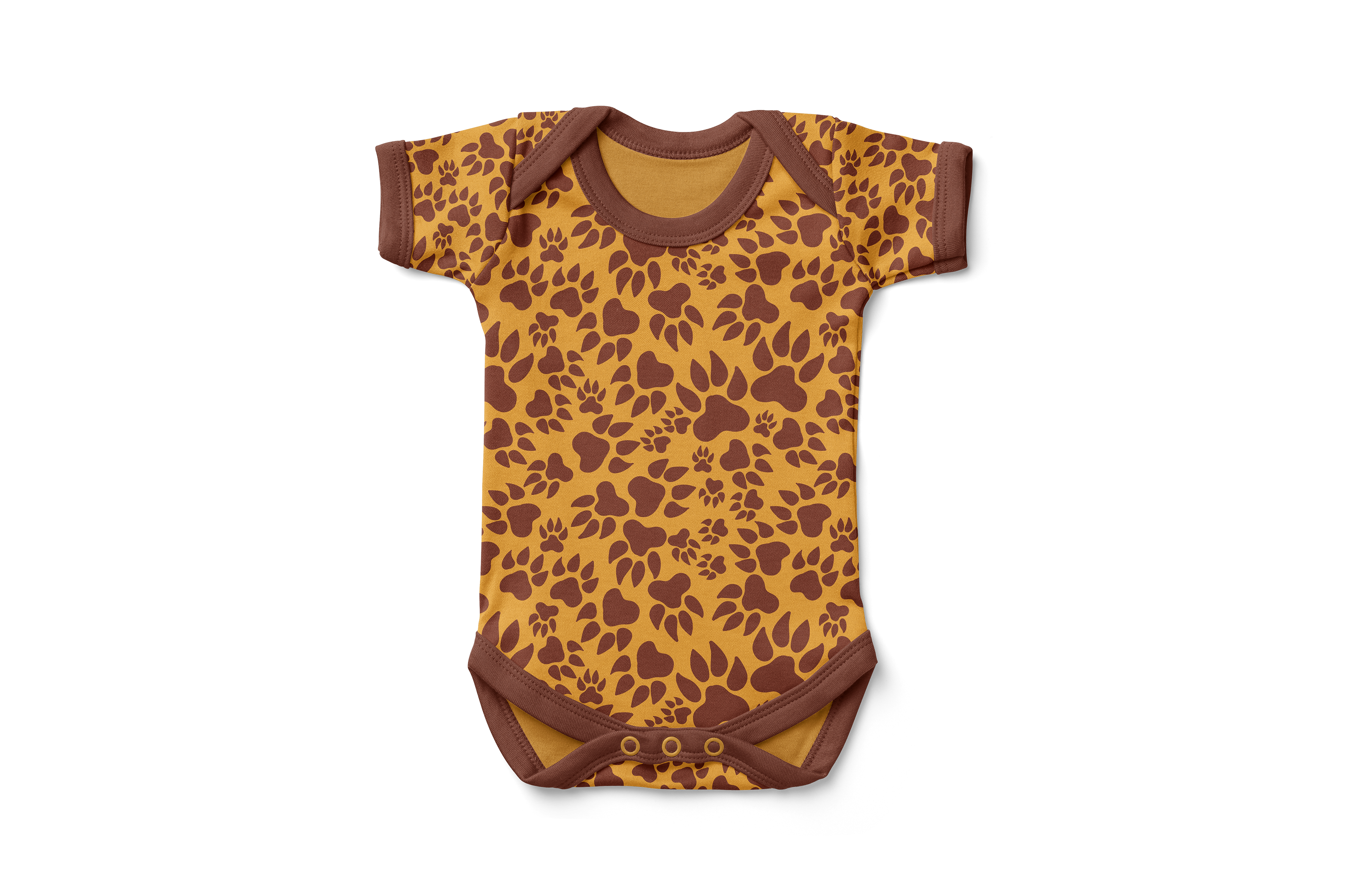 Baby romper with wild animal foot print designed by Marlies Blokland