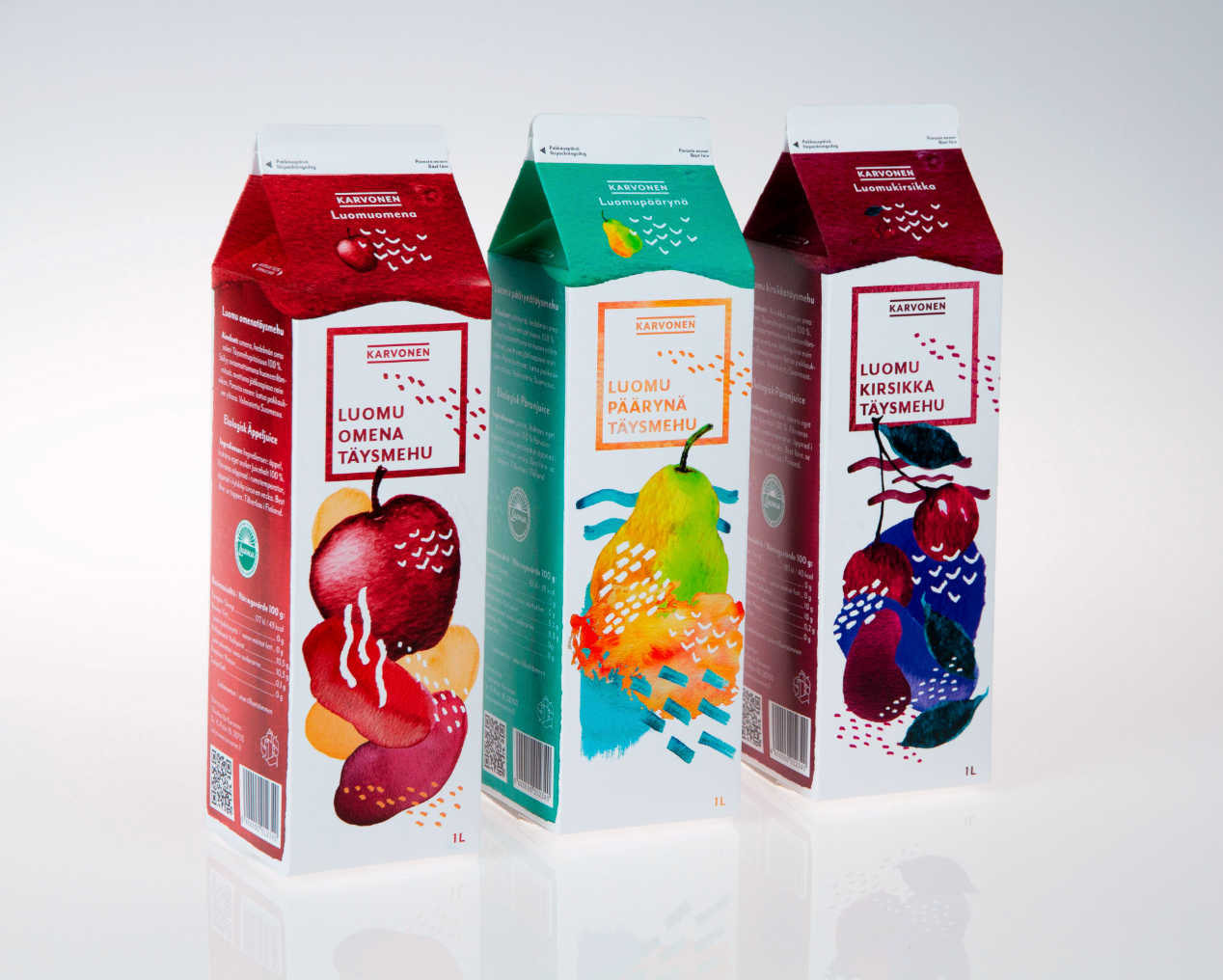 Planning the packaging and promotion of three organic juices. School work.