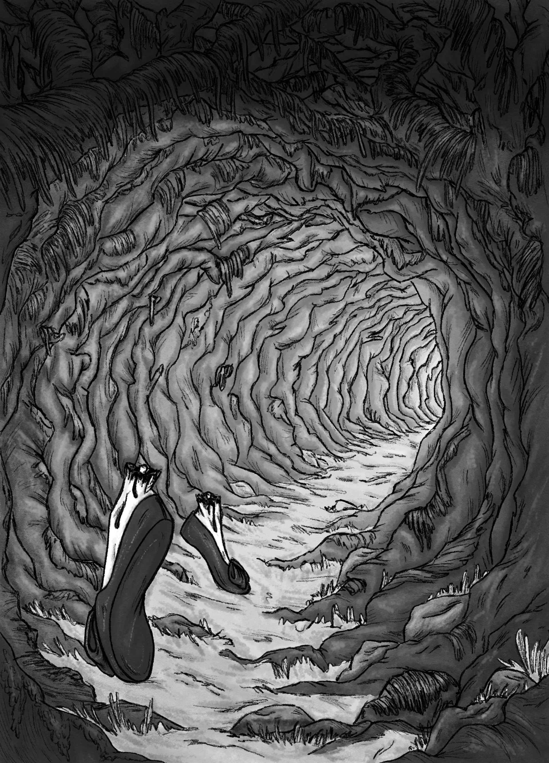 "The Red Shoes" - single spread of a personal proyect based on the tale of Hans Christian Andersen.
