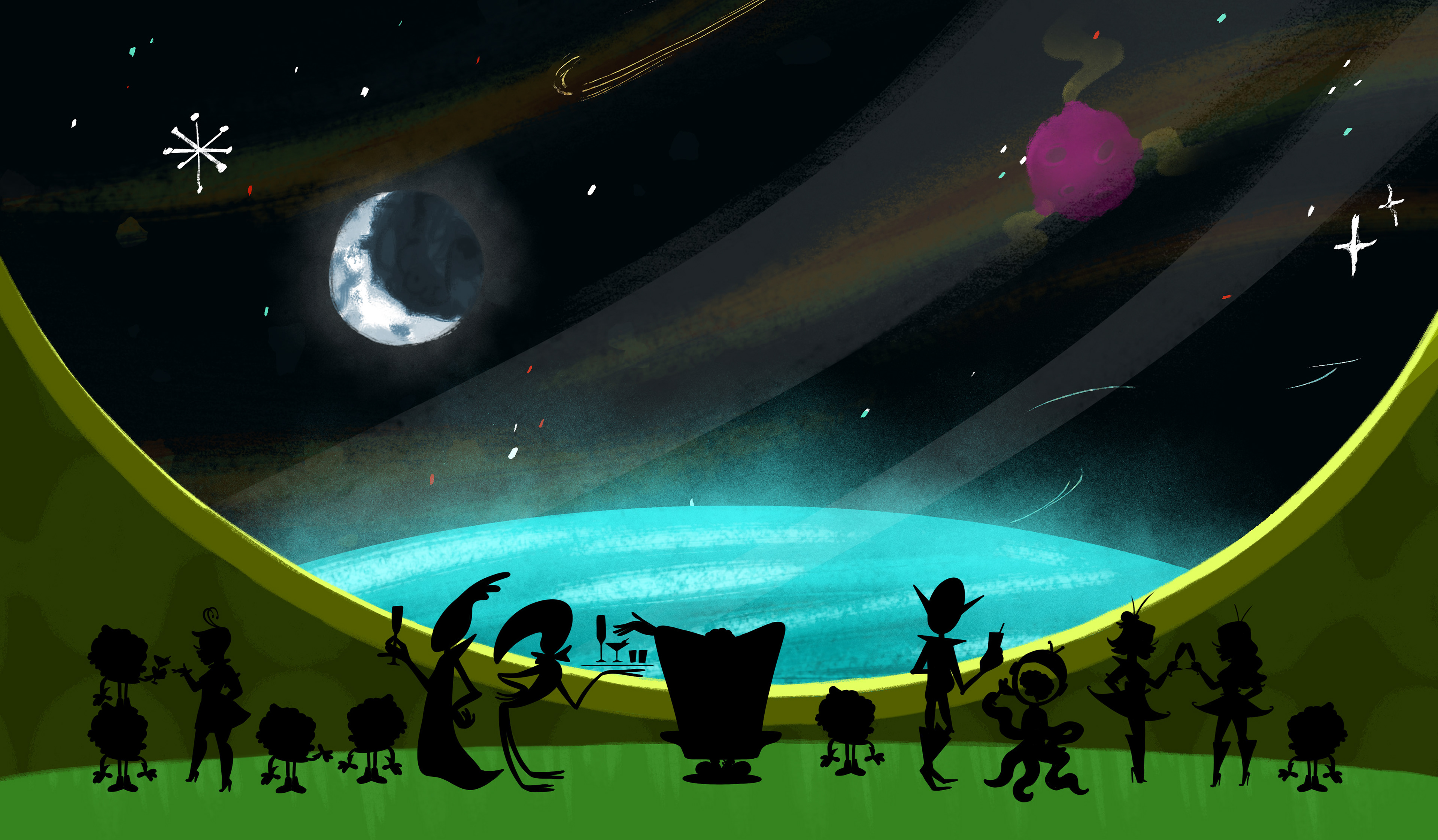 Unused BG. Layout and color for Bebe Rexha's "Satellite" music video.