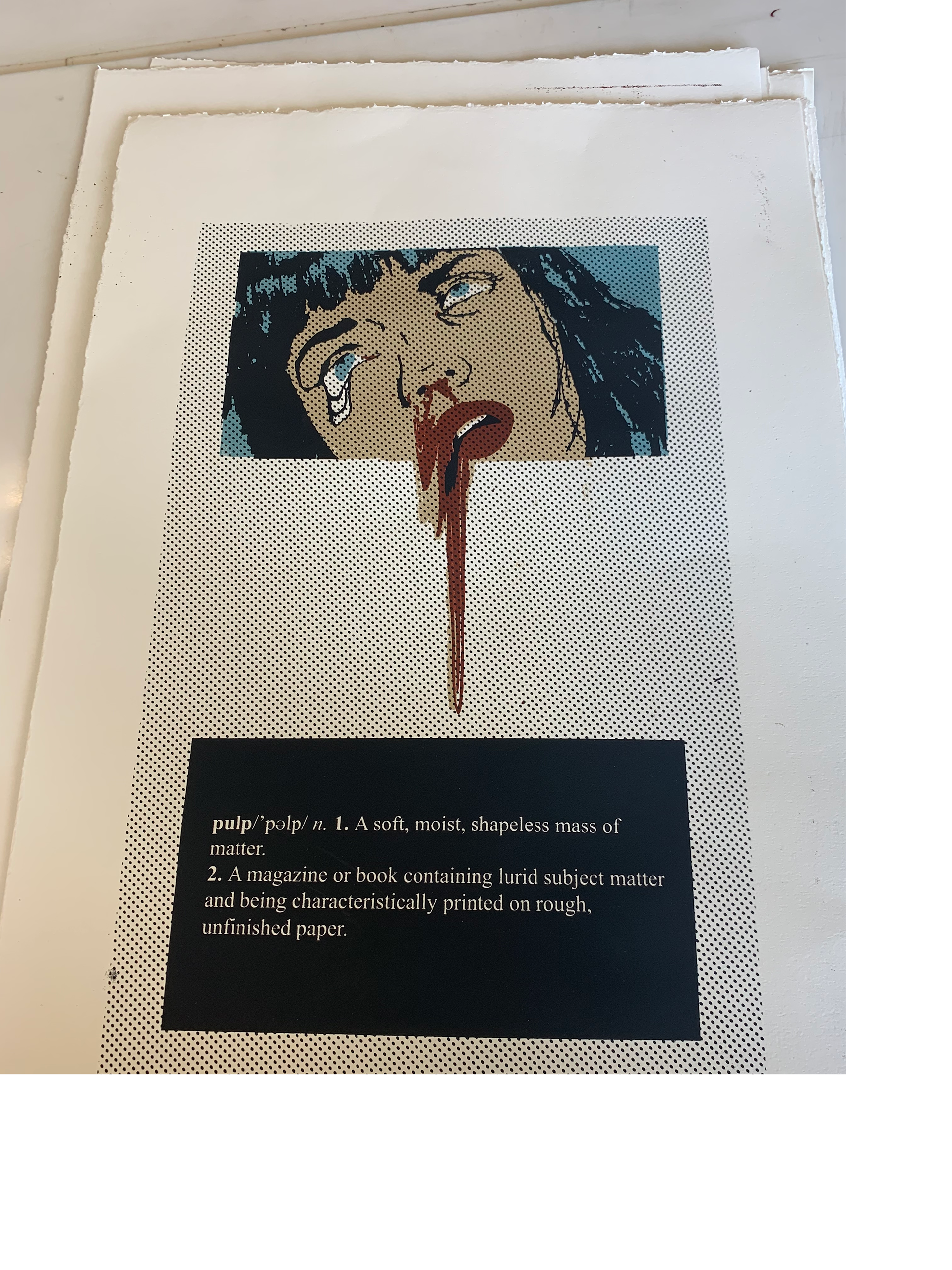"Pulp" screen-printed