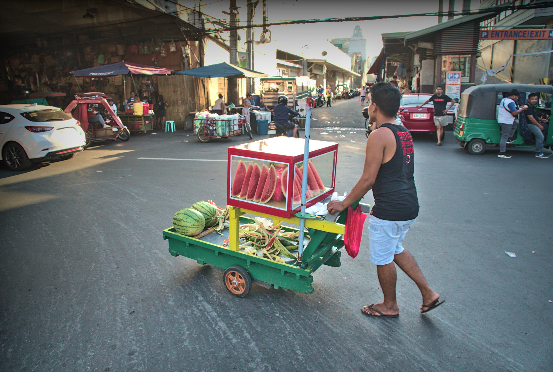 Street vendor of watermelons