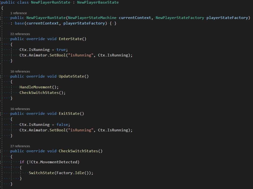 Code of the Player's Run State
