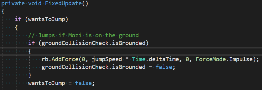 Jumping mechanic in the Fixed Update method