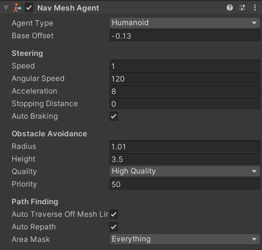 Nav Mesh Agent added to enemy game object