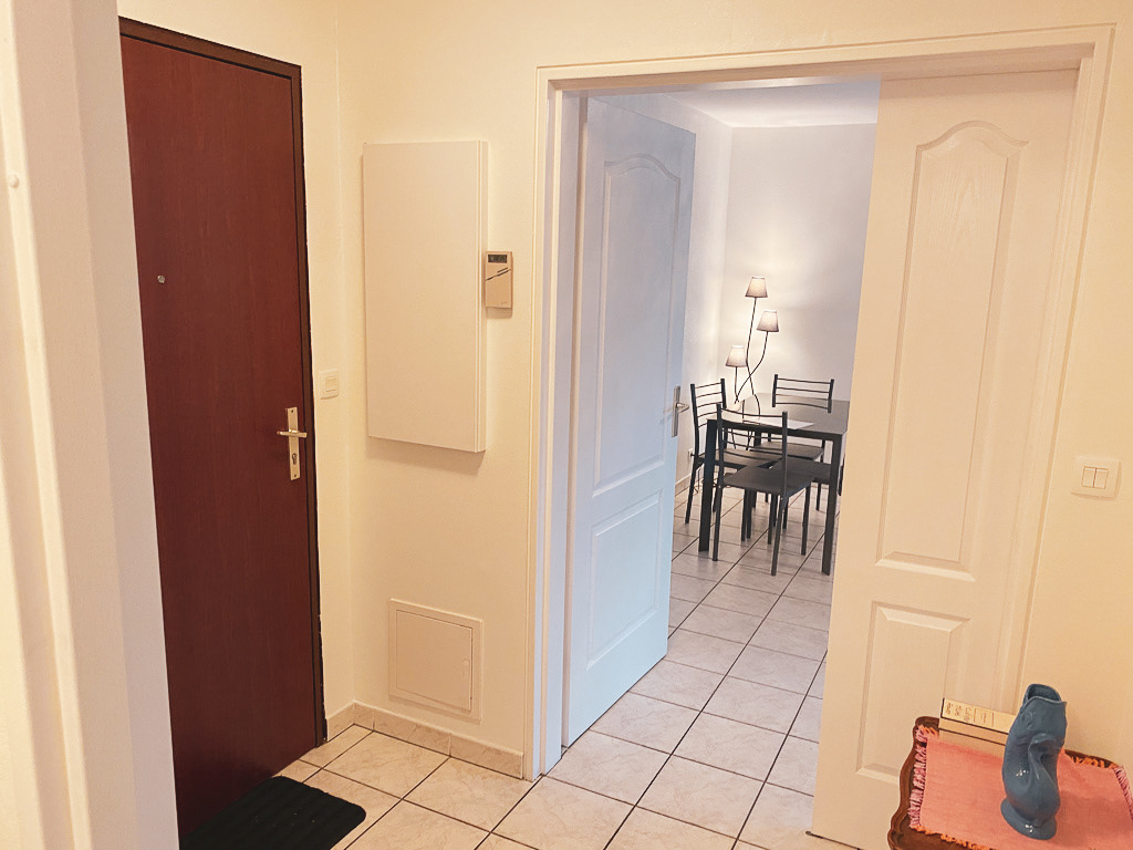 View of living room and front hall