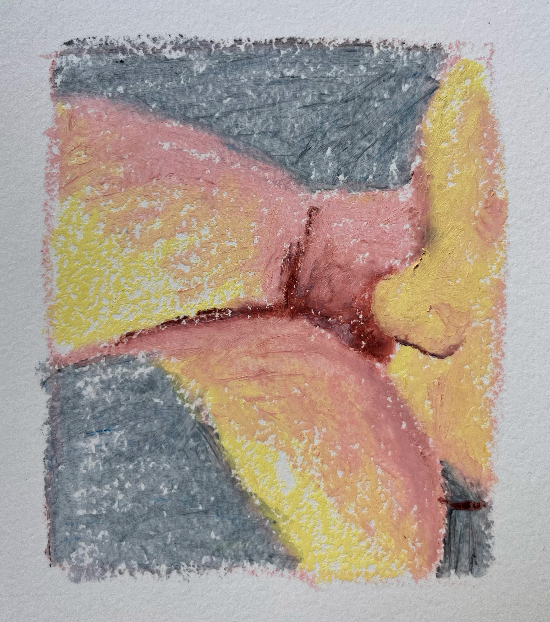 Clusterfeeds by lamp light - oil pastel on paper