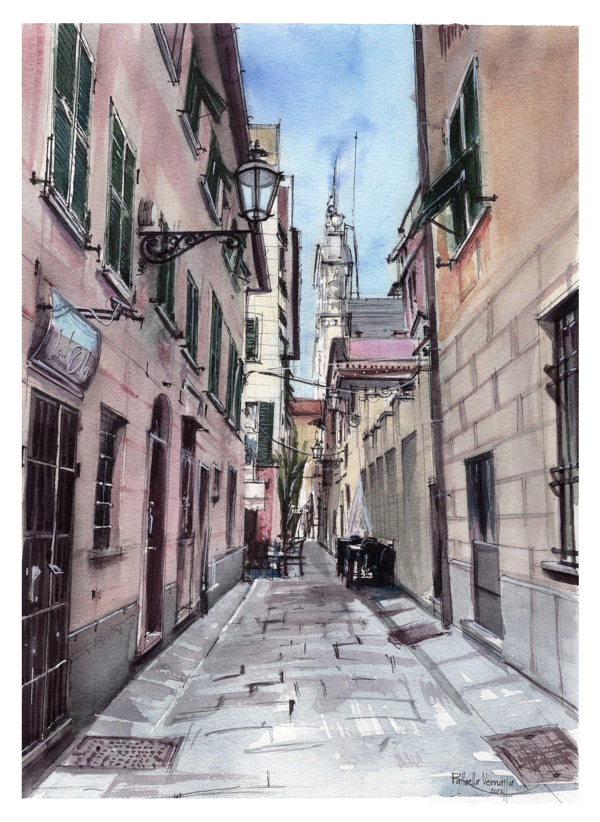 Chiavar, da Carugio a Rupinaro (acquarello su carta, 30x40 cm, 2022) 