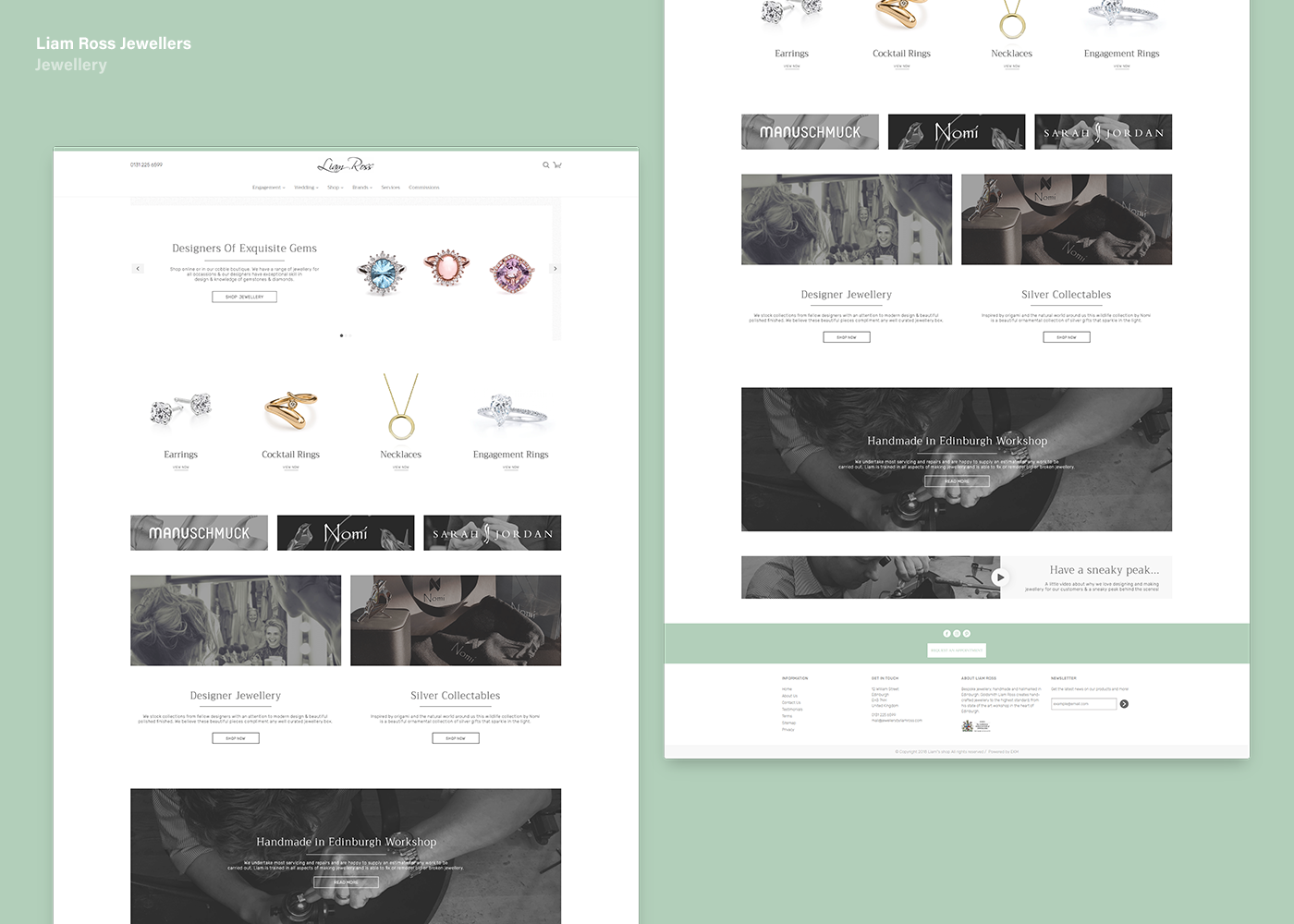 Screenshot of Liam Ross Jewellers website designed by Adam Maulvi