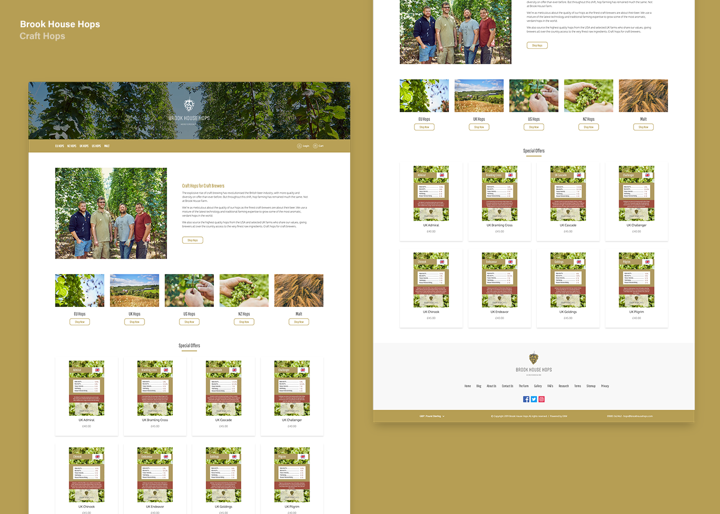 Screenshot of Brook House Hops website designed by Adam Maulvi