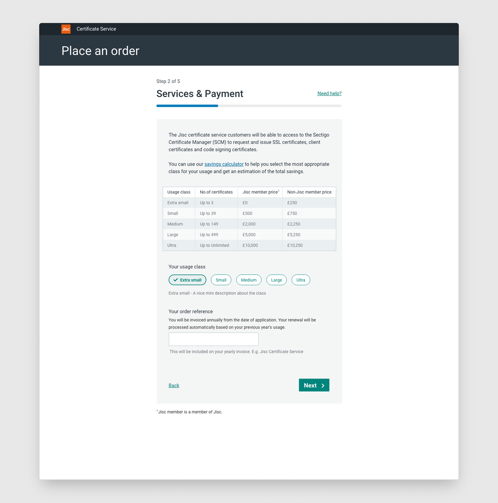 mockup of services and payment