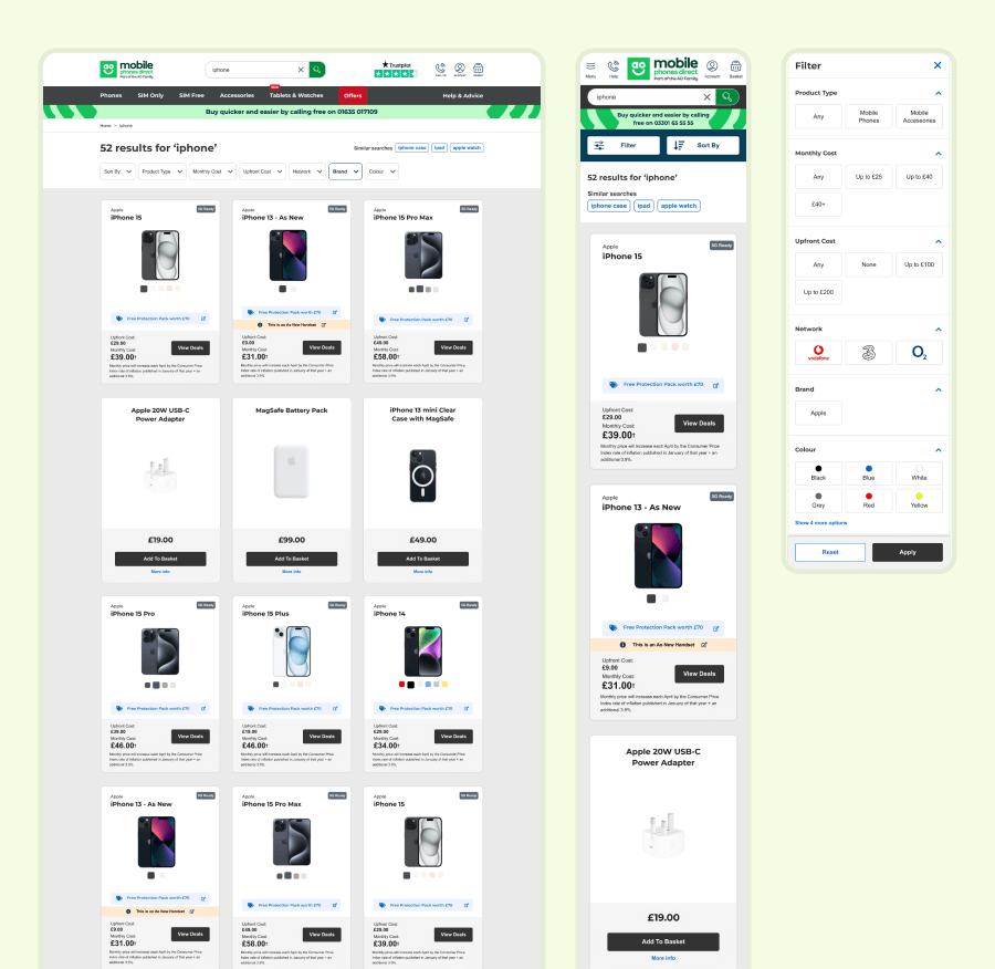 AO Mobile Phones Direct - New search results page