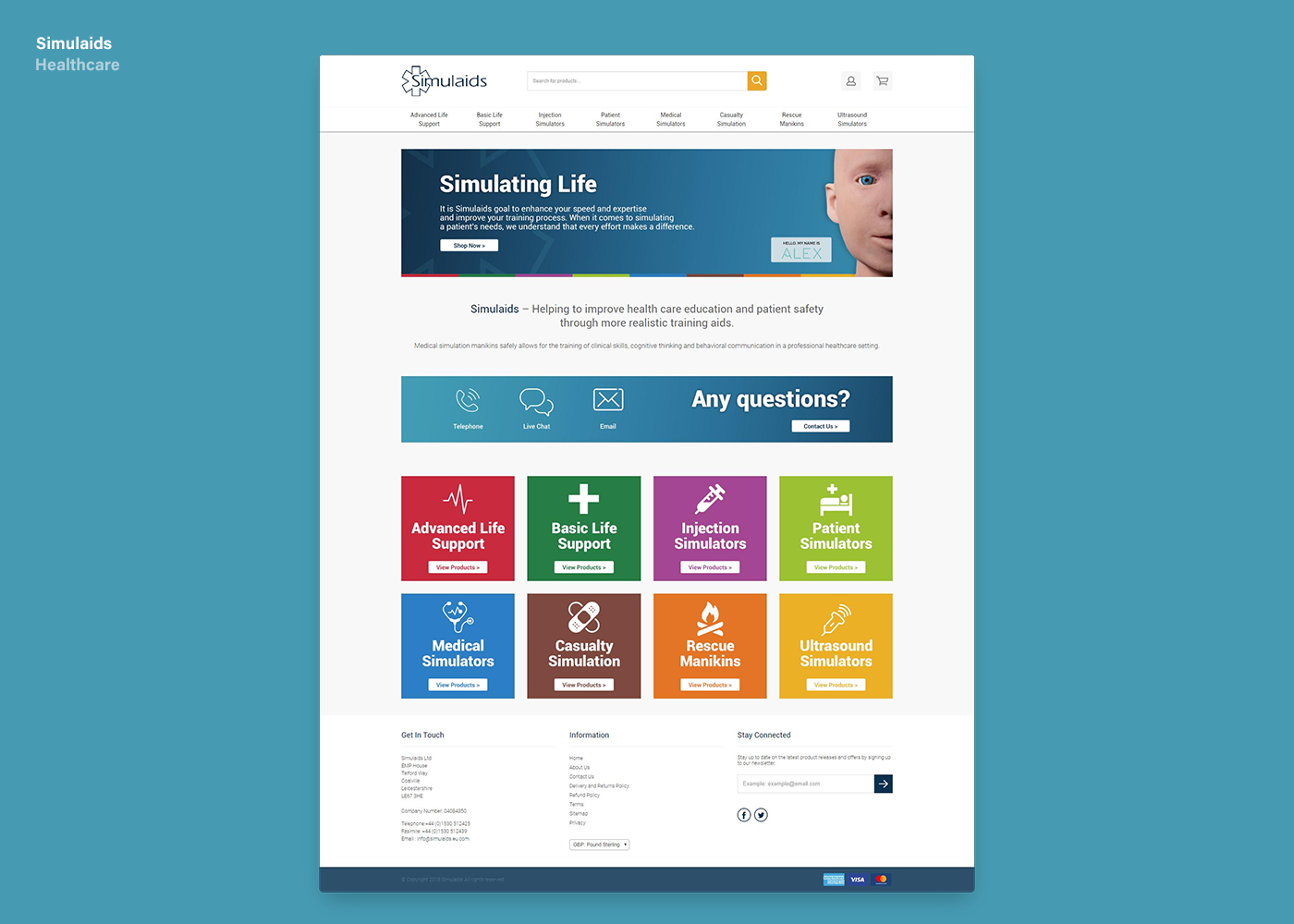 Screenshot of Simulaids website designed by Adam Maulvi