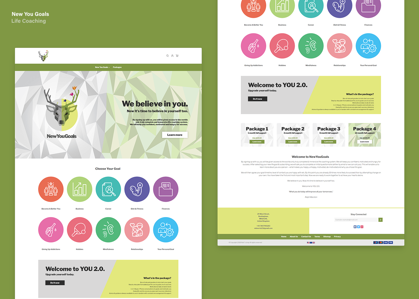 Screenshot of New You Goals website designed by Adam Maulvi