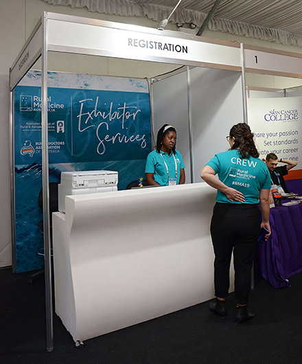 RMA19 Back Panel | ACRRM | Back panel for the Exhibitor Services stand at RMA19