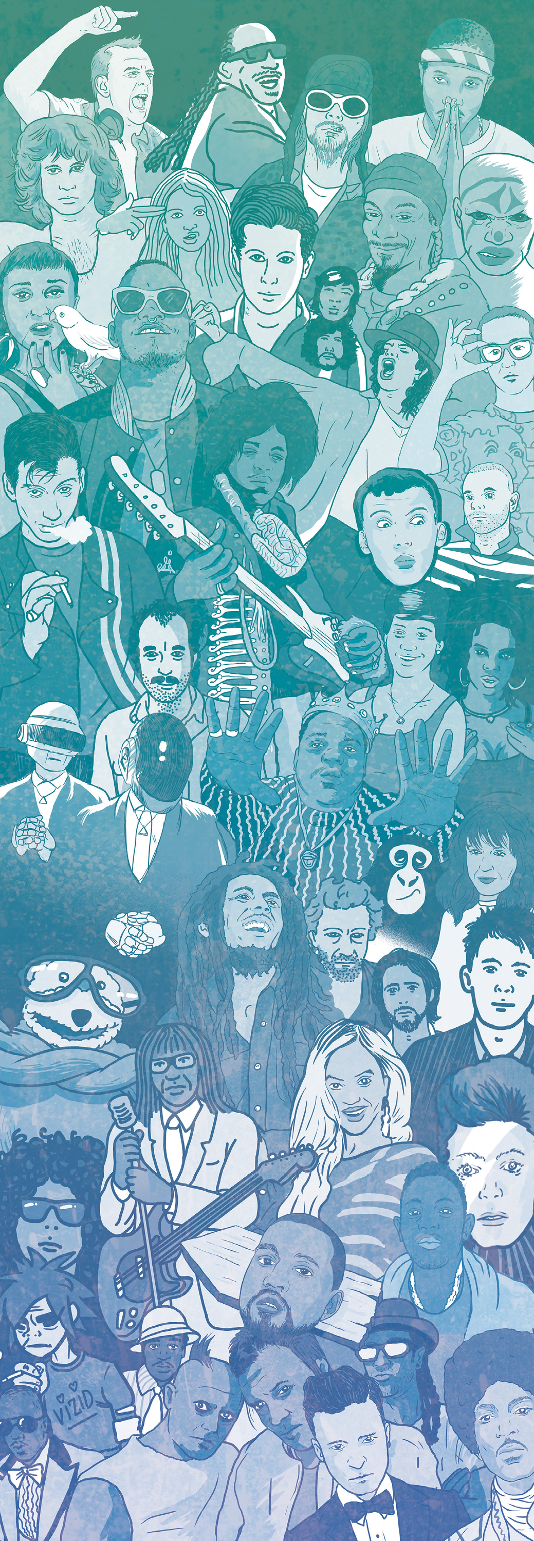 Series of portraits of famous musicians - visual for a cover