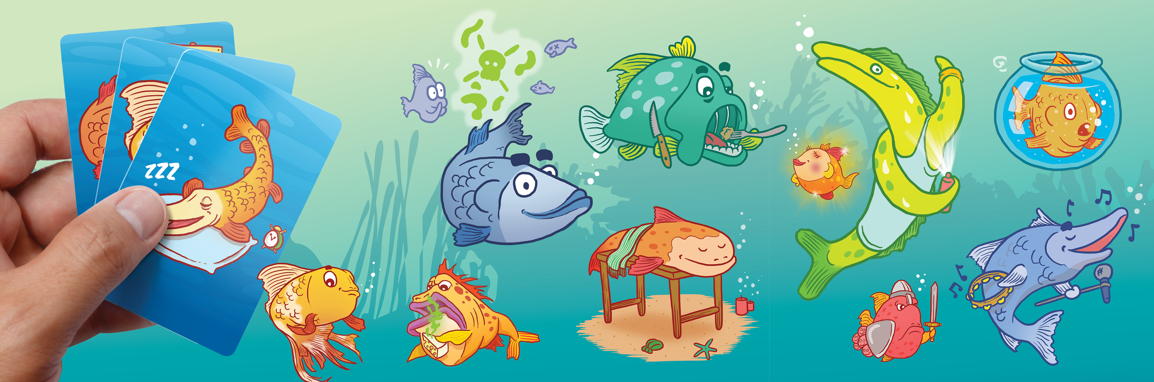 Series of fishes for a card game