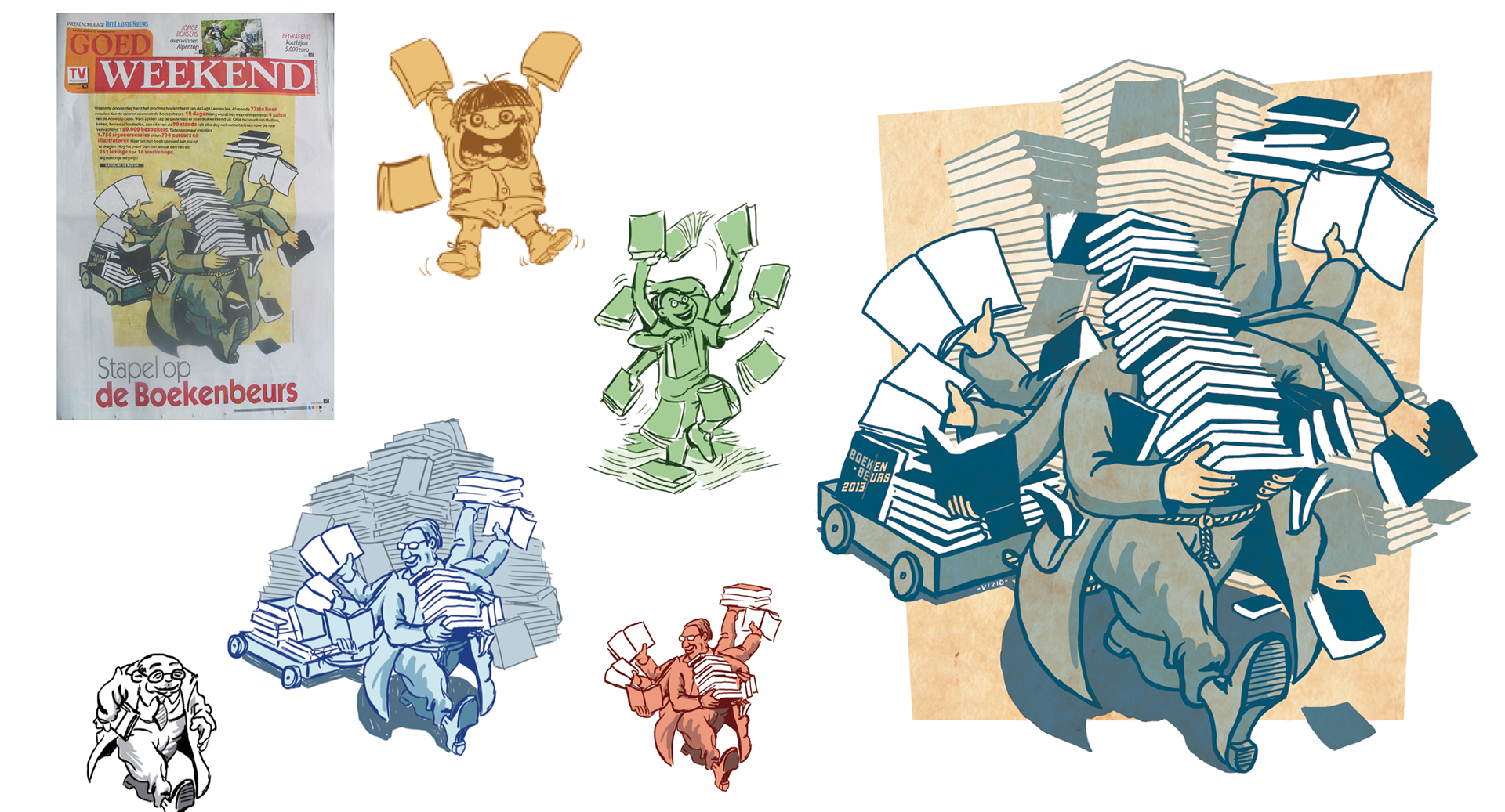 Crazy about books and some sketches - editorial for newspaper
