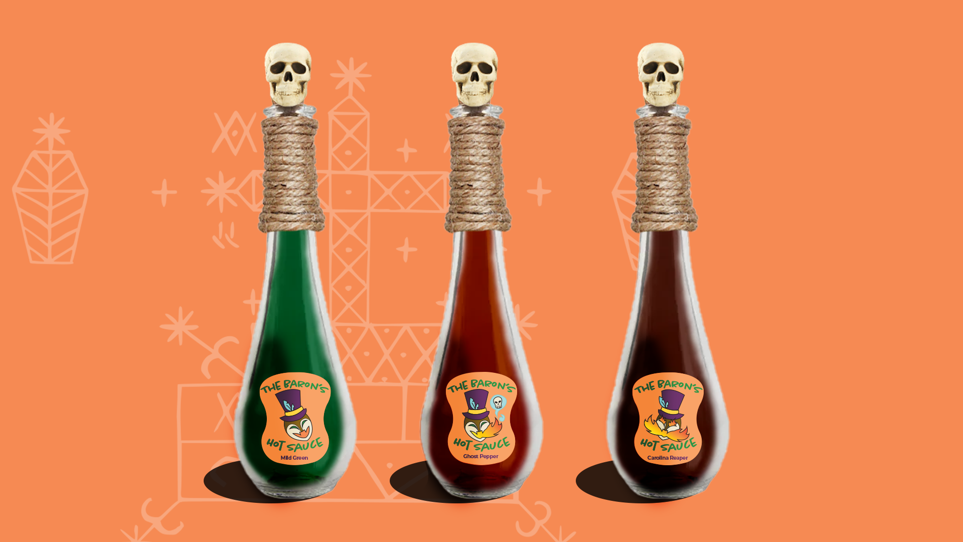 The Baron's Hot Sauce Bottles