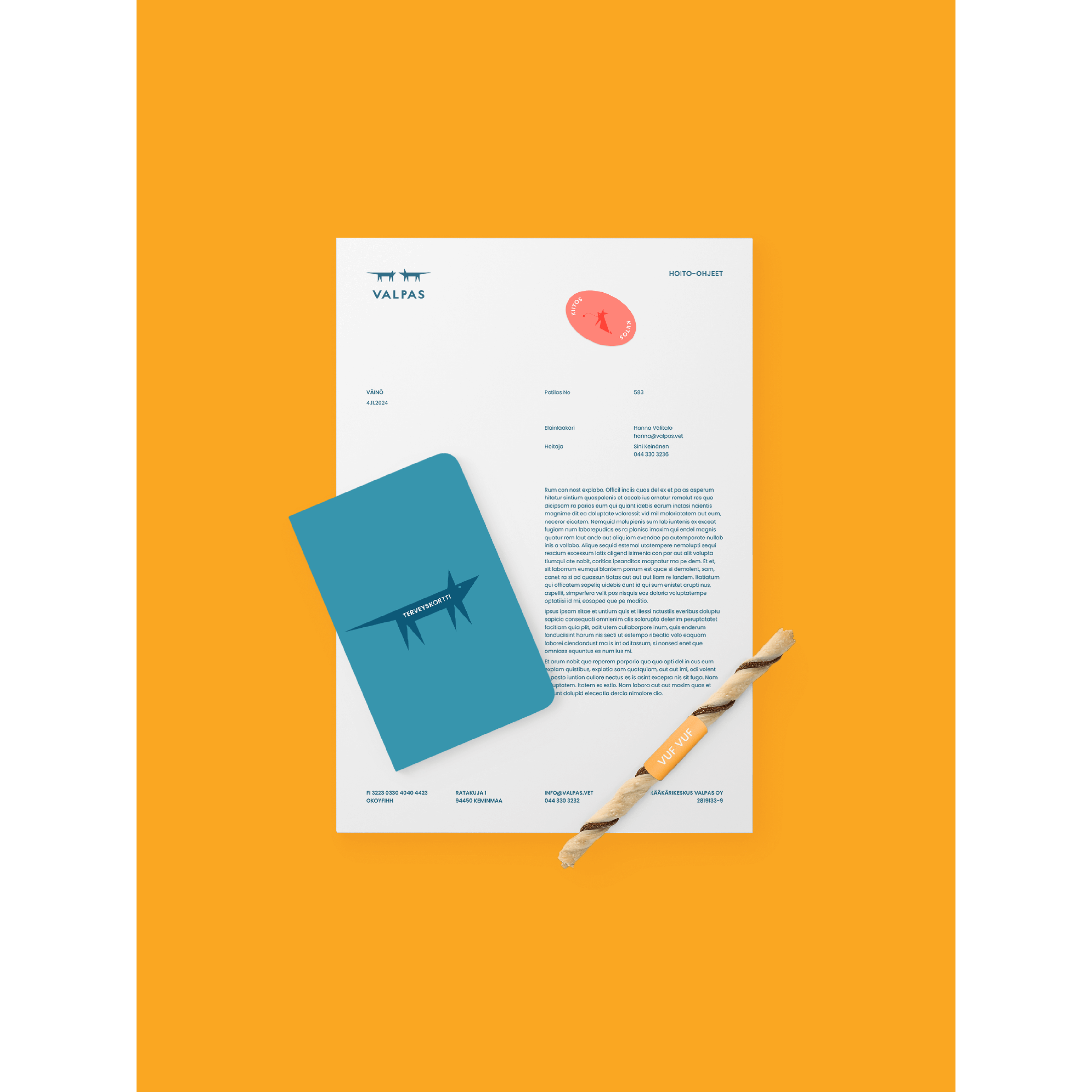 Stationery for a veterinary clinic