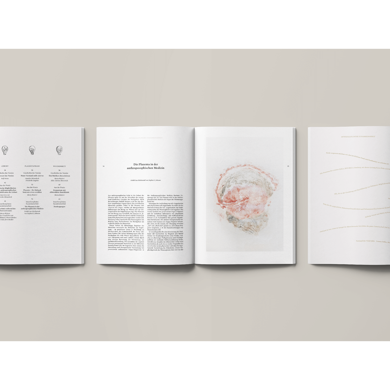 Spreads of a magazine for a midwives' association