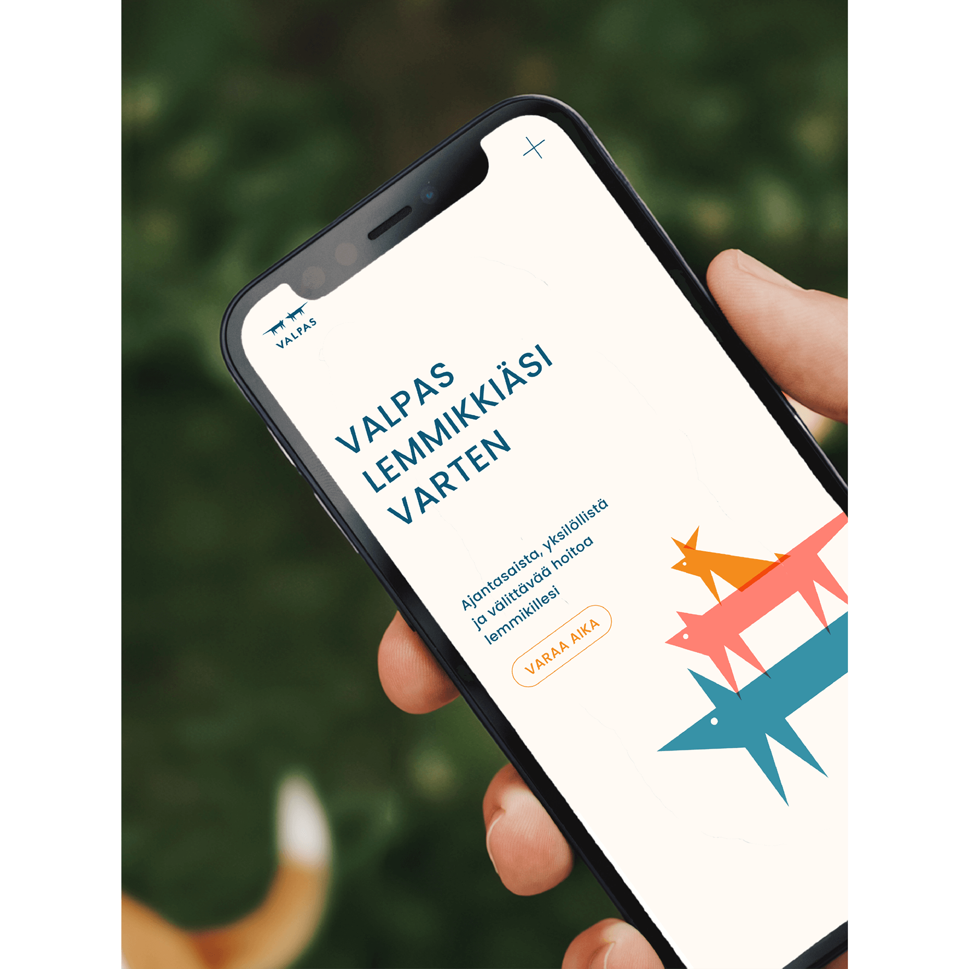 A mobile phone showing a website for a veterinary clinic