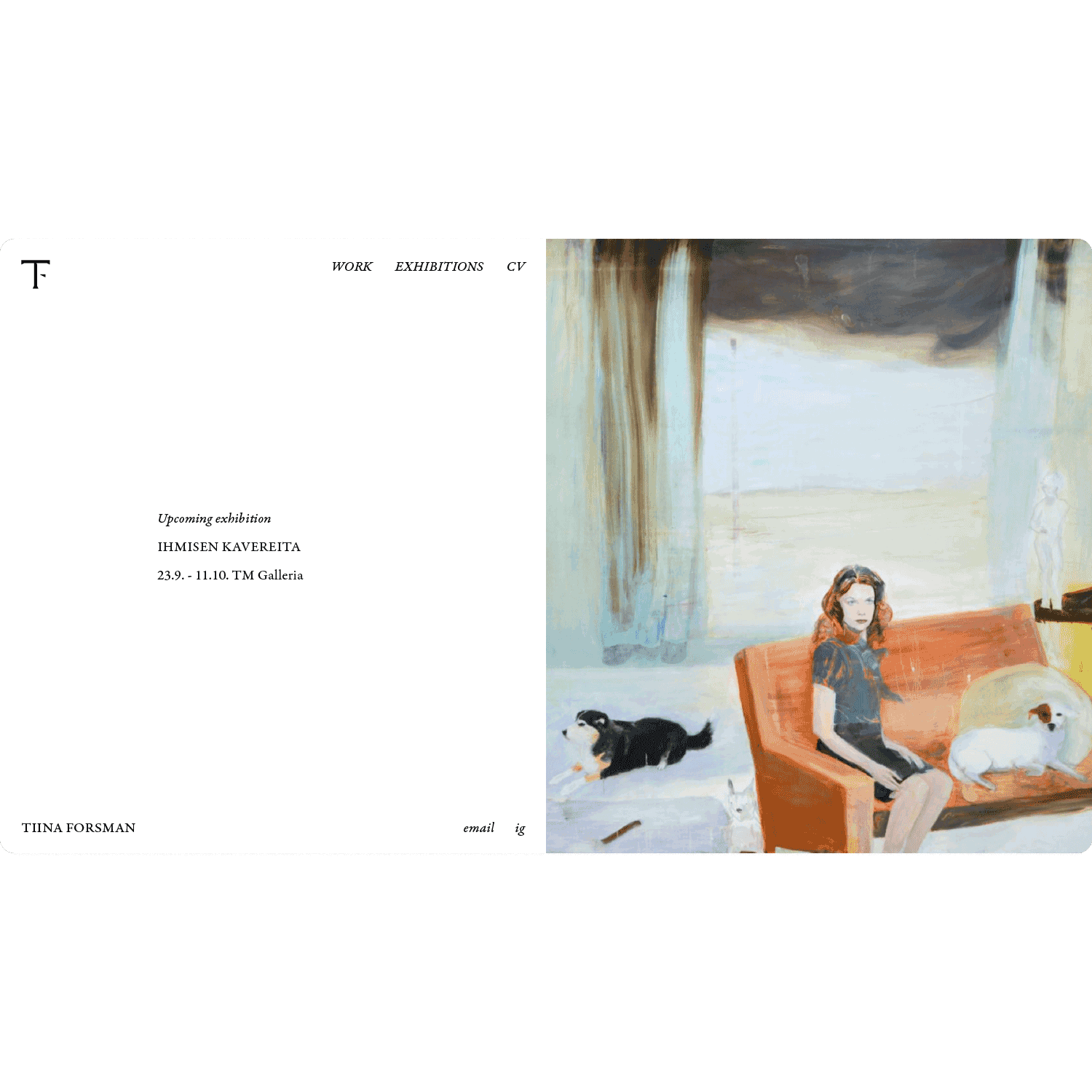 A website for a visual artist