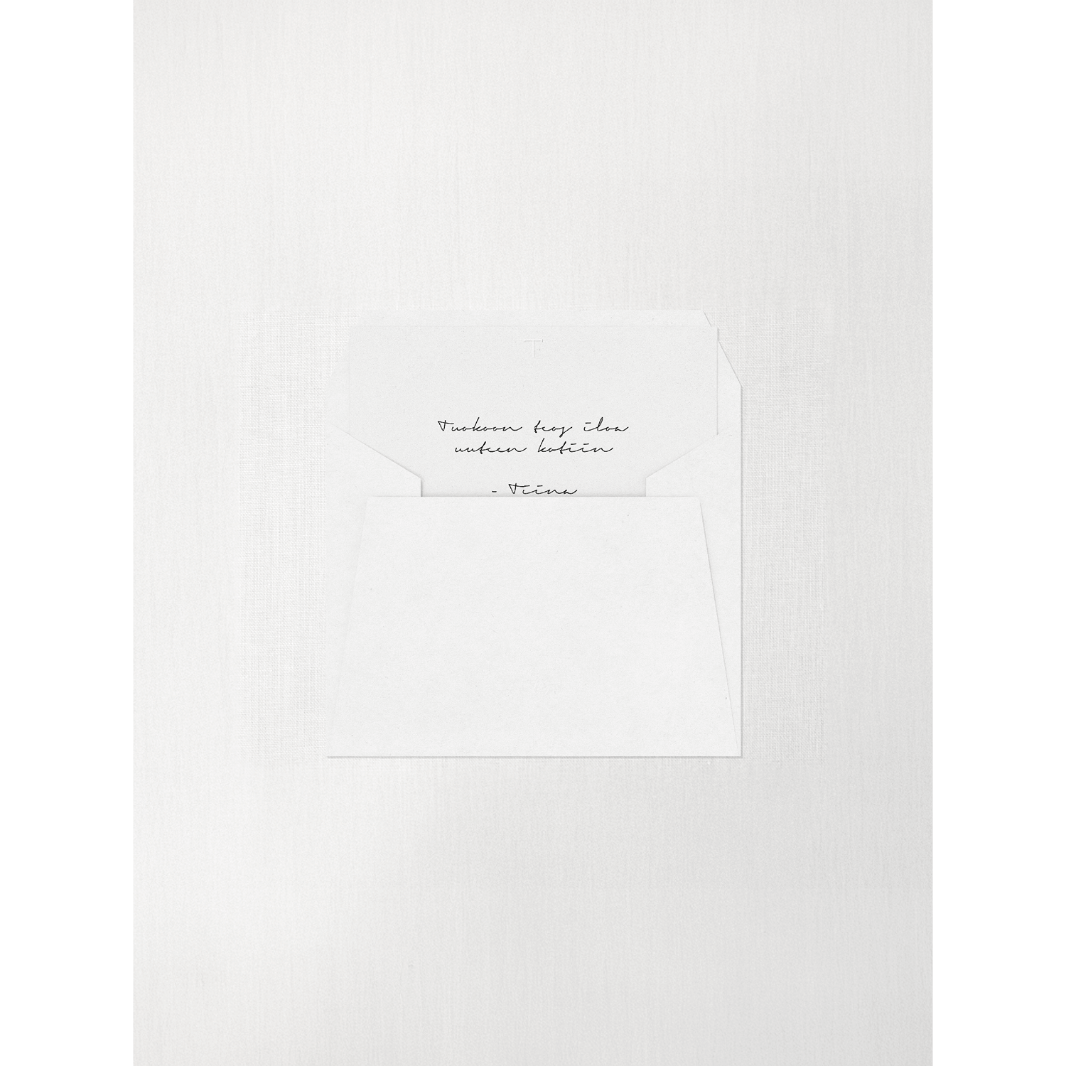A handwritten note in an envelope for a visual artist