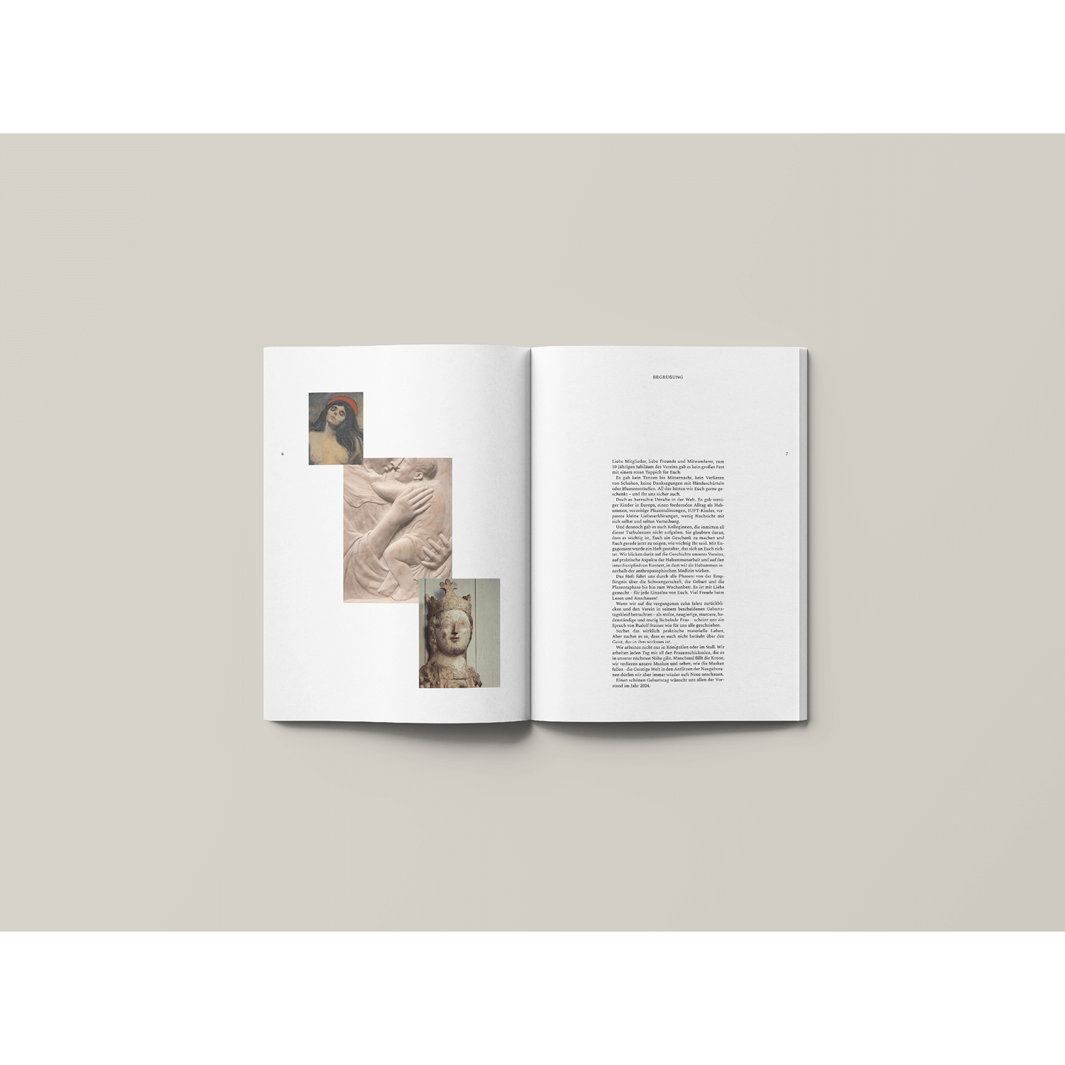 A spread of a magazine for a midwives' association