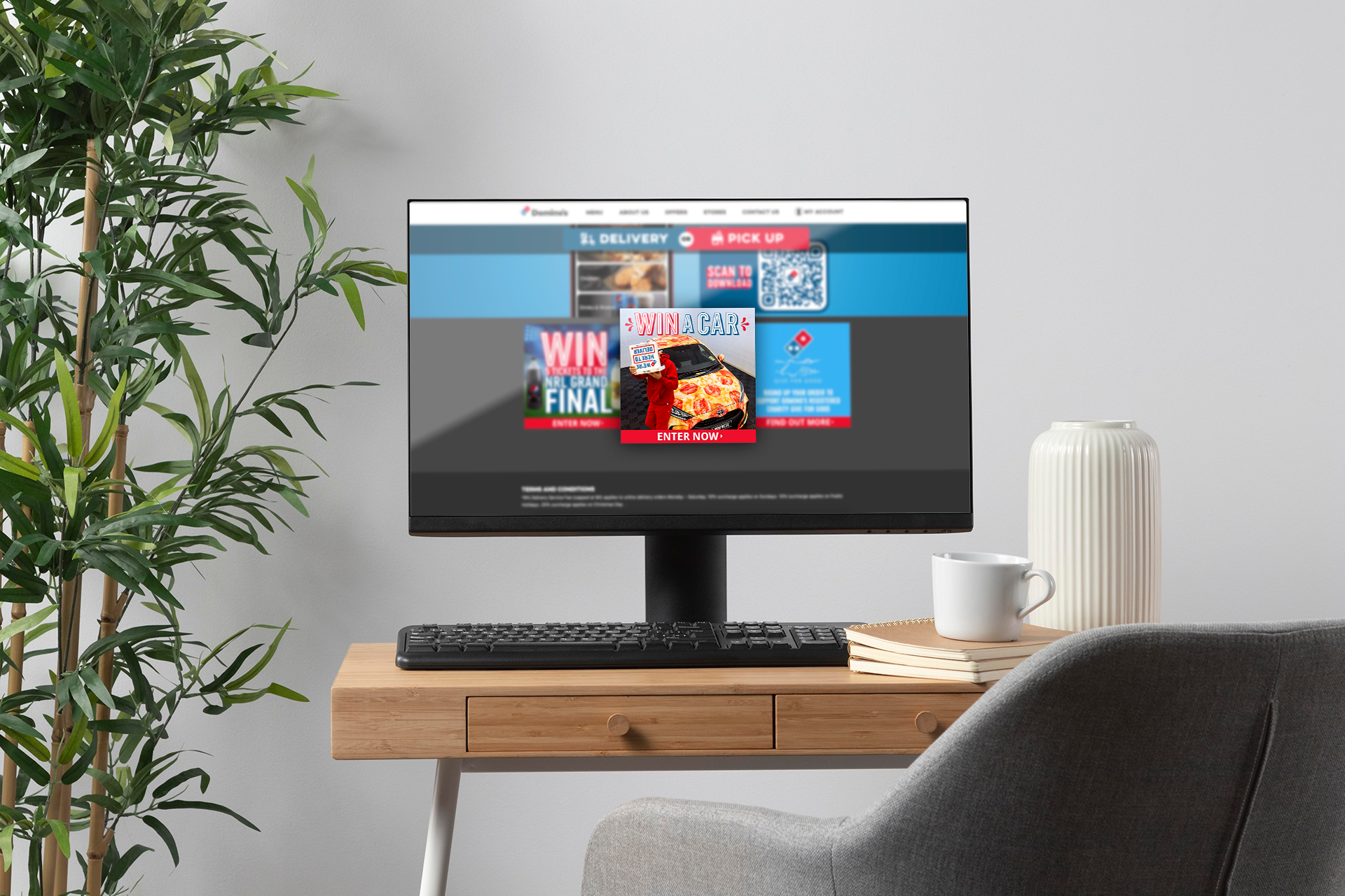 Domino's Homepage Tile Win a Toyota Car Partnership