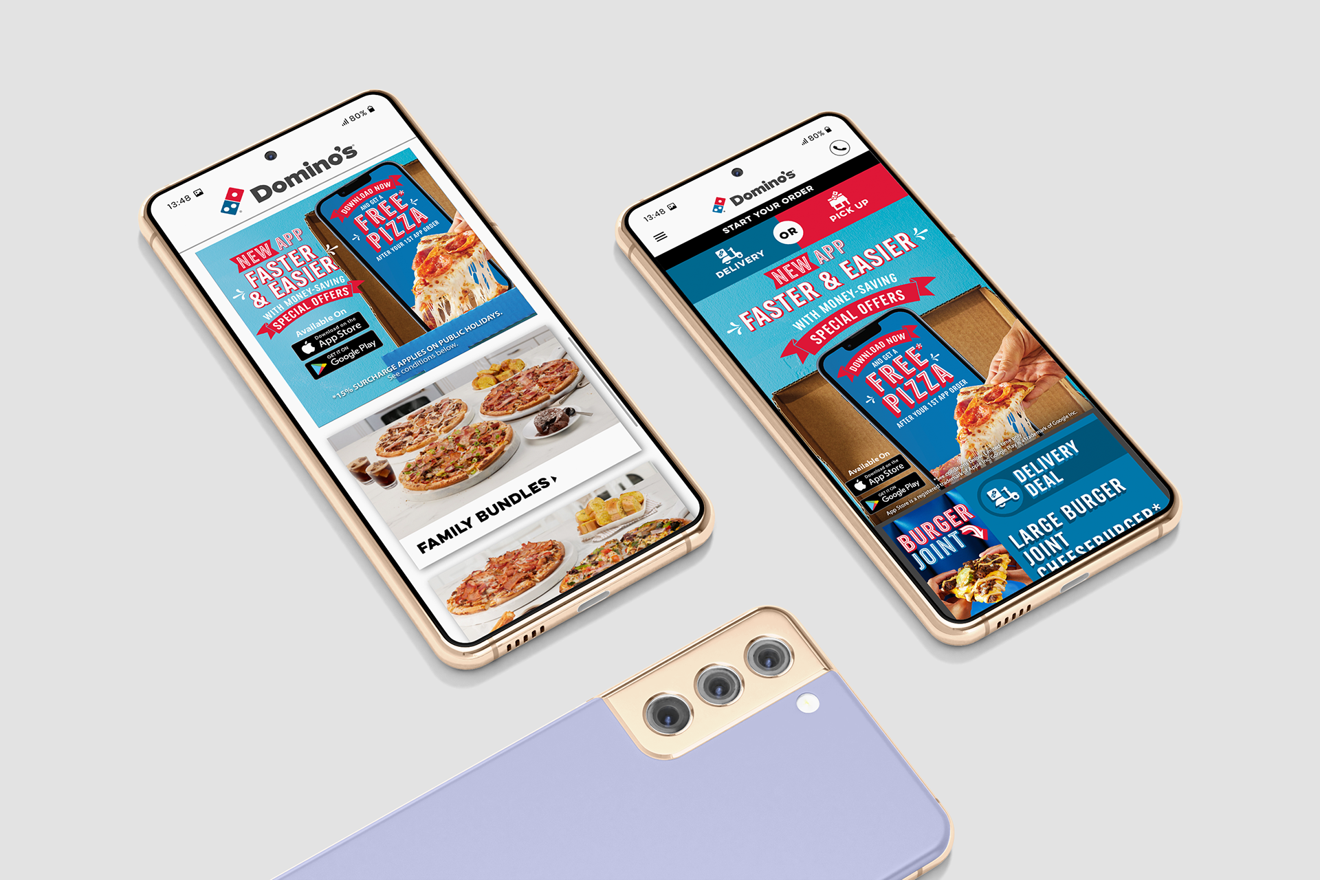 Domino's New App mobile EDM offers landing page and ordering app Mockup