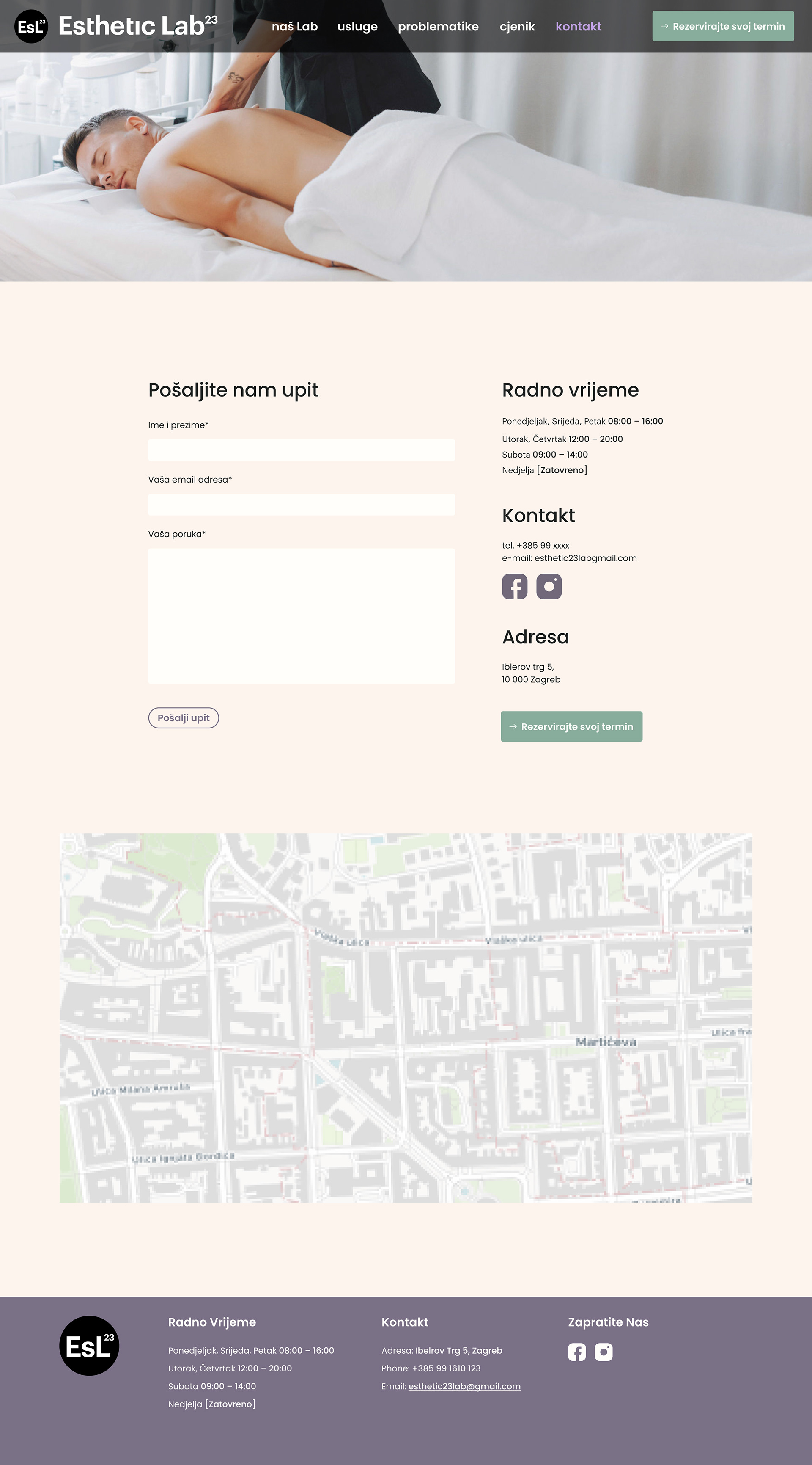 Contact form + information