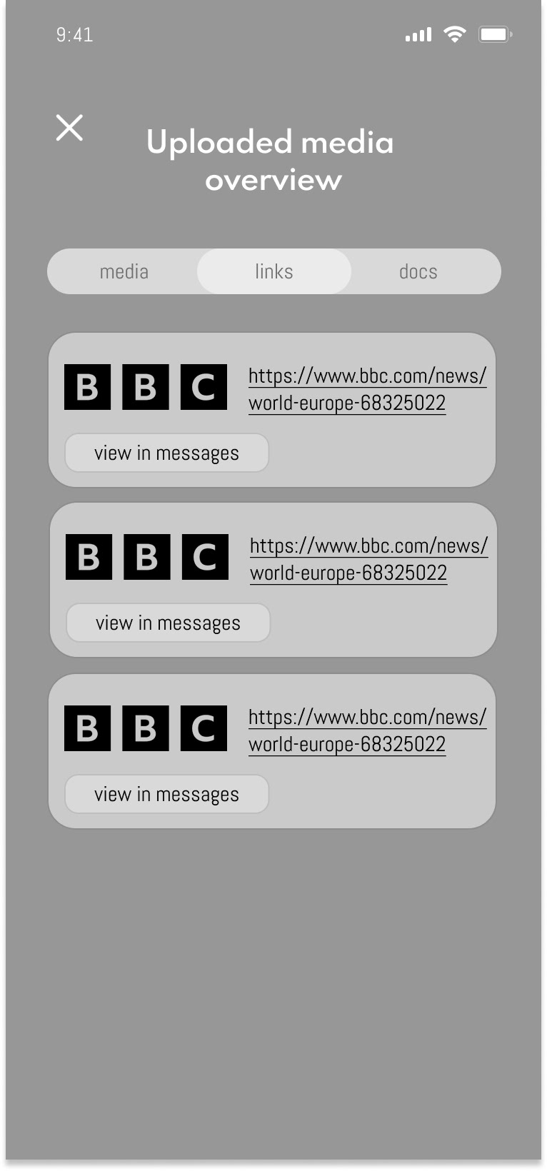 Uploaded links overview