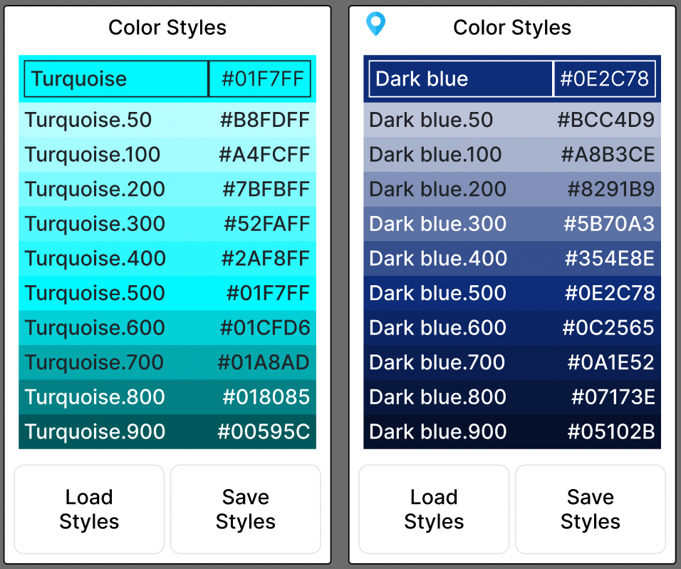 Two main colors + shades