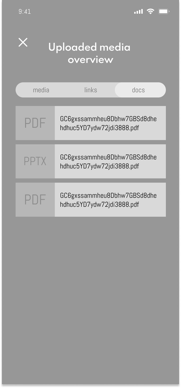 Uploaded documents overview