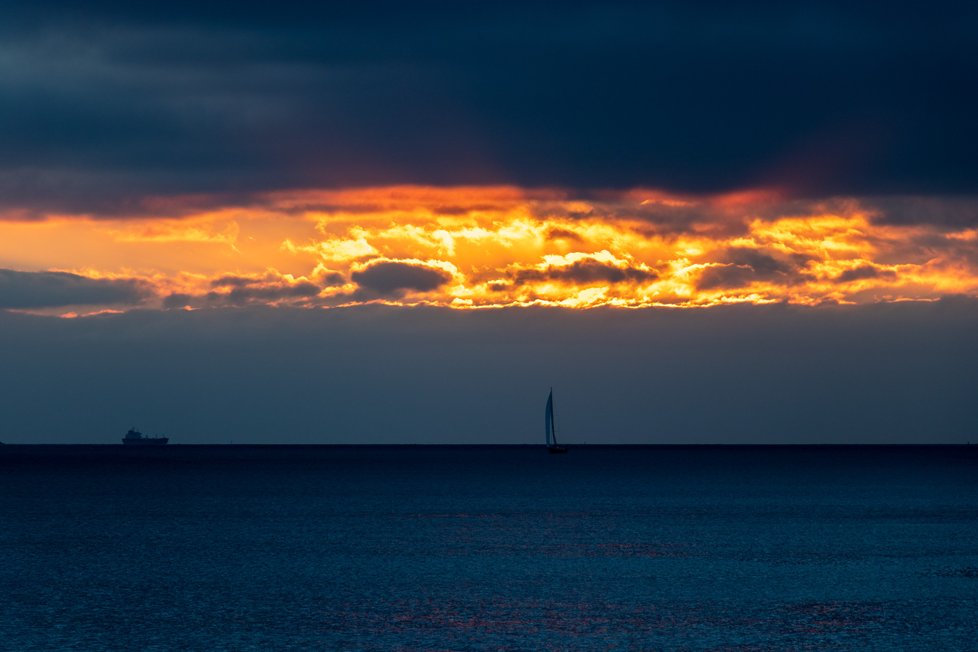 Sunset over river Tagus - Lisbon, Portugal