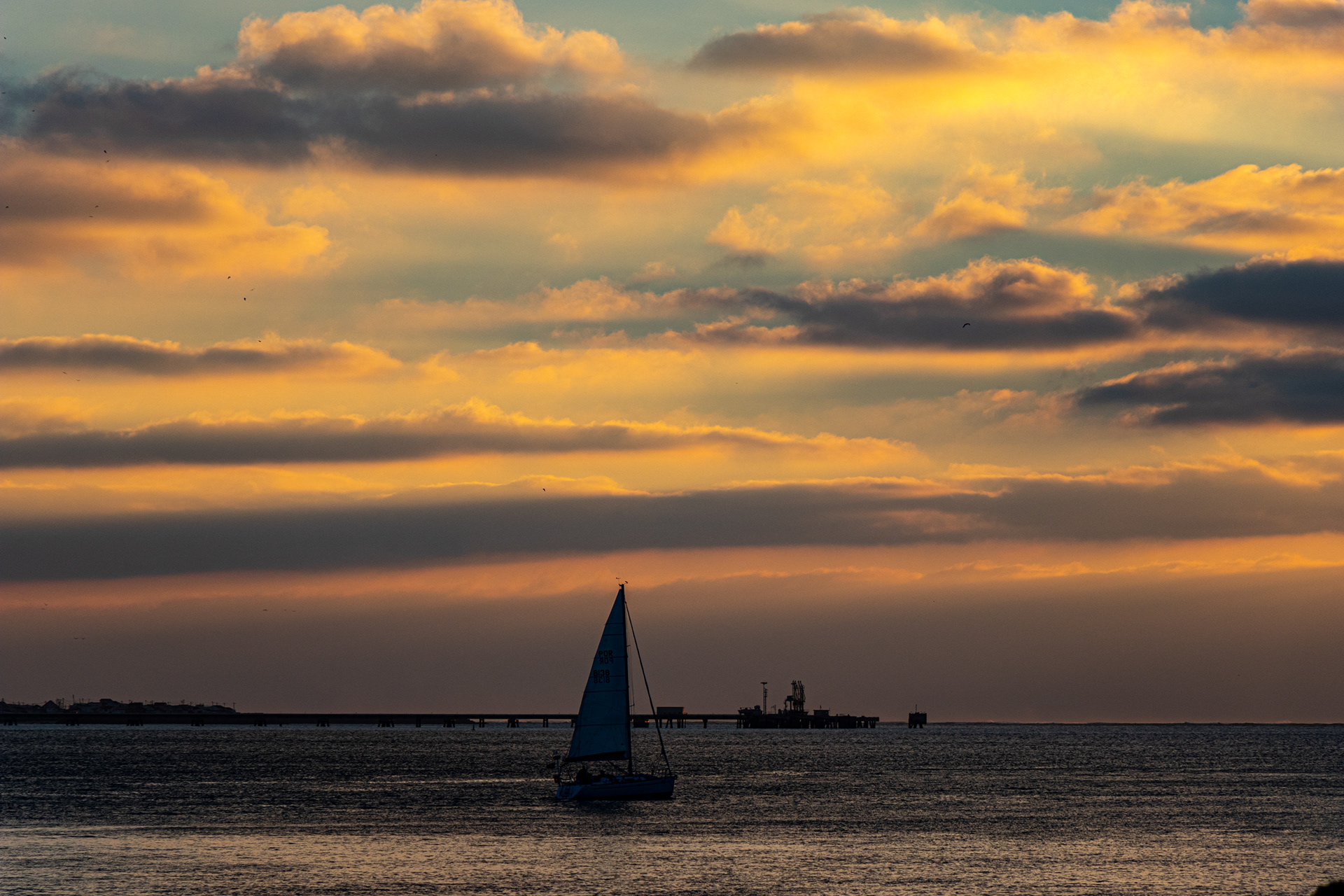 Sunset over river Tagus - Lisbon, Portugal
