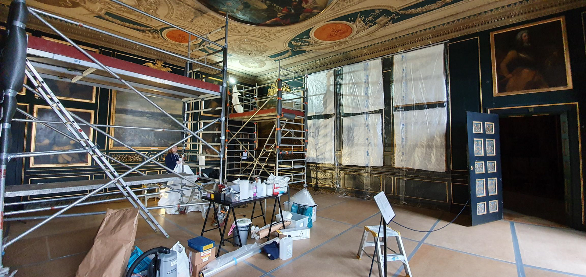 Konservering av bemålad och förgylld interiör, Generalsalen, Drottningholms slott